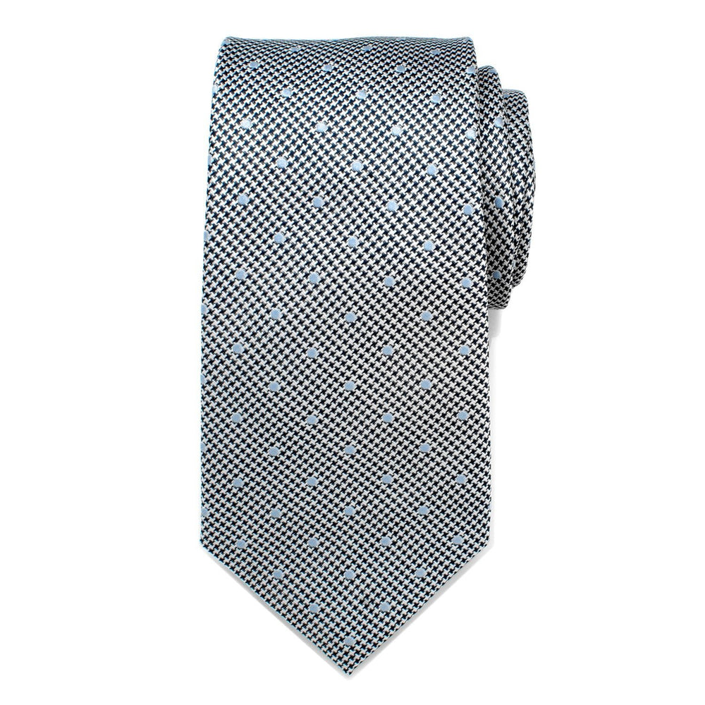 Dotted Herringbone Gray Silk Tie624