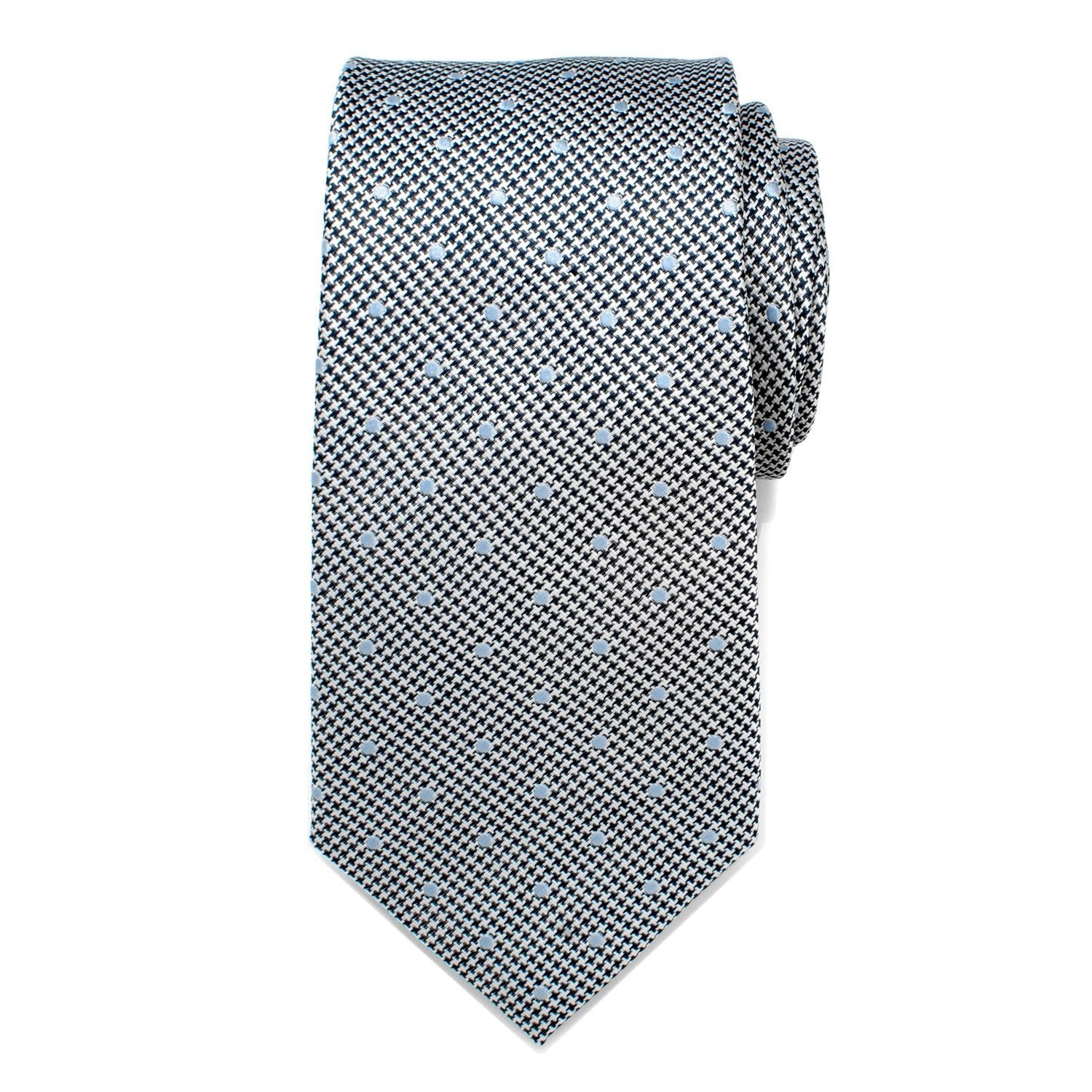 Dotted Herringbone Gray Silk Tie - SARTORO925