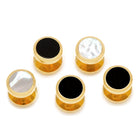 Double Sided Gold Onyx and Mother of Pearl Round 5-Studs - SARTORO513