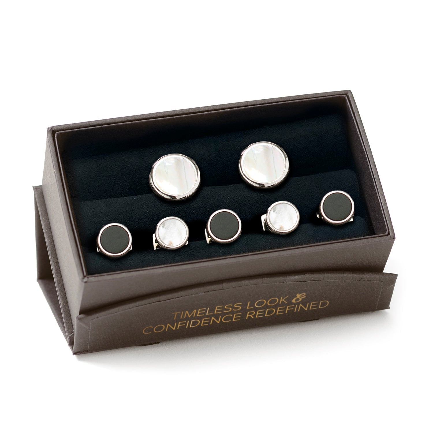 Double Sided Mother of Pearl Round Beveled 5-Stud Set - SARTORO374