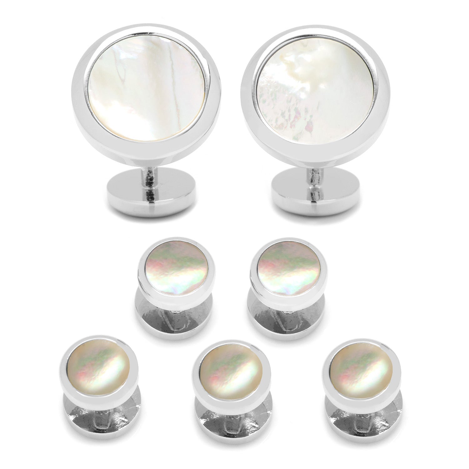 Double Sided Mother of Pearl Round Beveled 5-Stud Set - SARTORO727