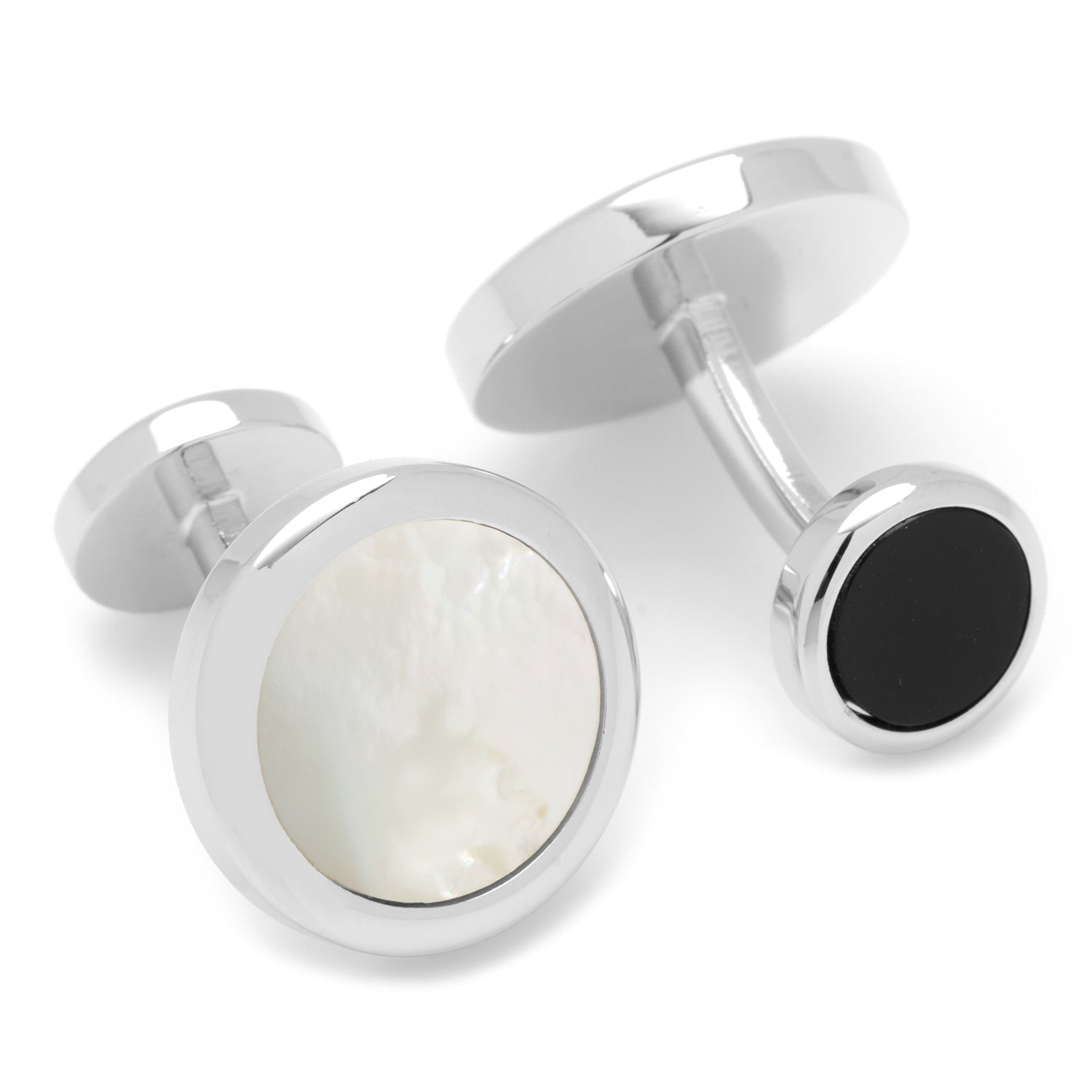 Double Sided Mother of Pearl Round Beveled Cufflinks - SARTORO378