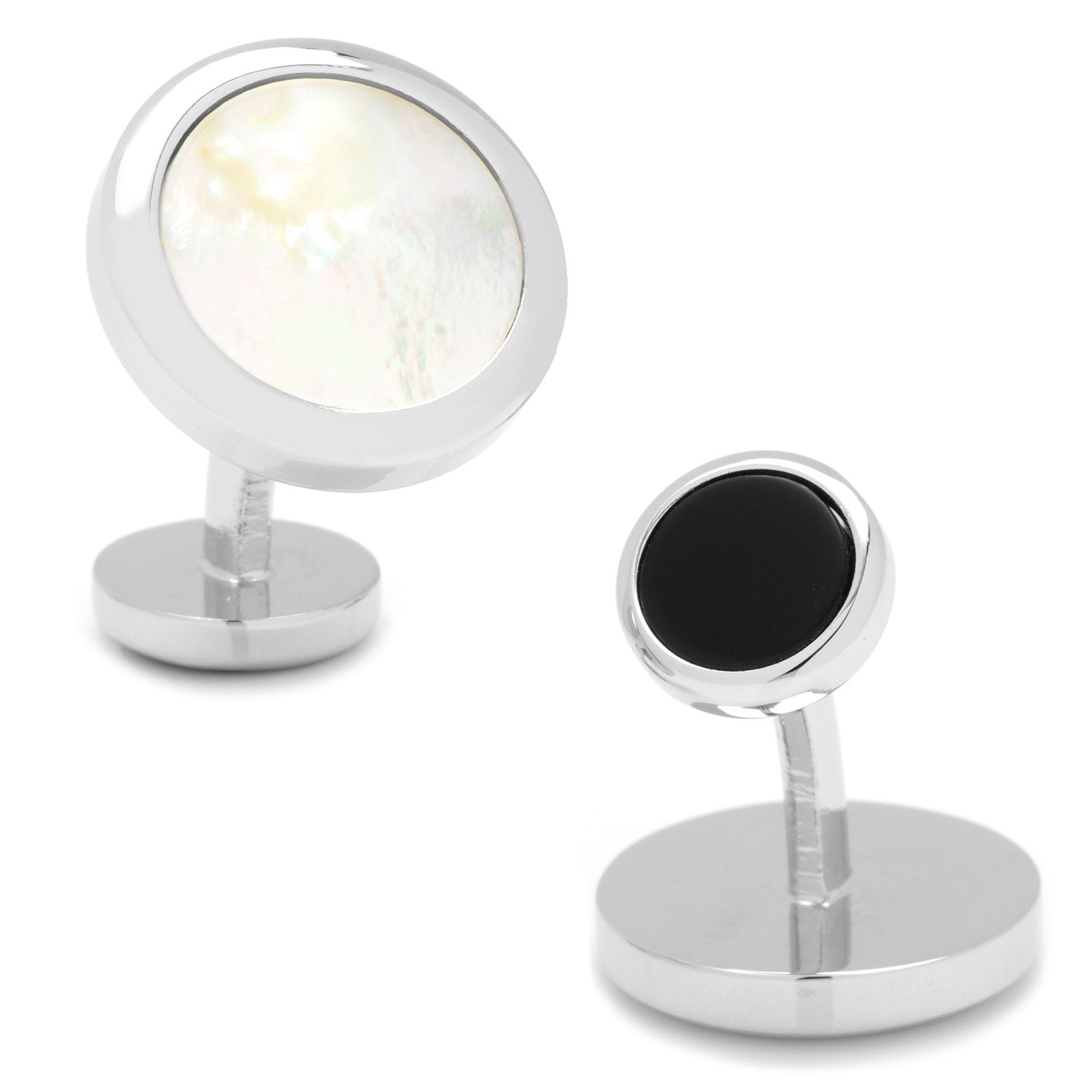 Double Sided Mother of Pearl Round Beveled Cufflinks - SARTORO514
