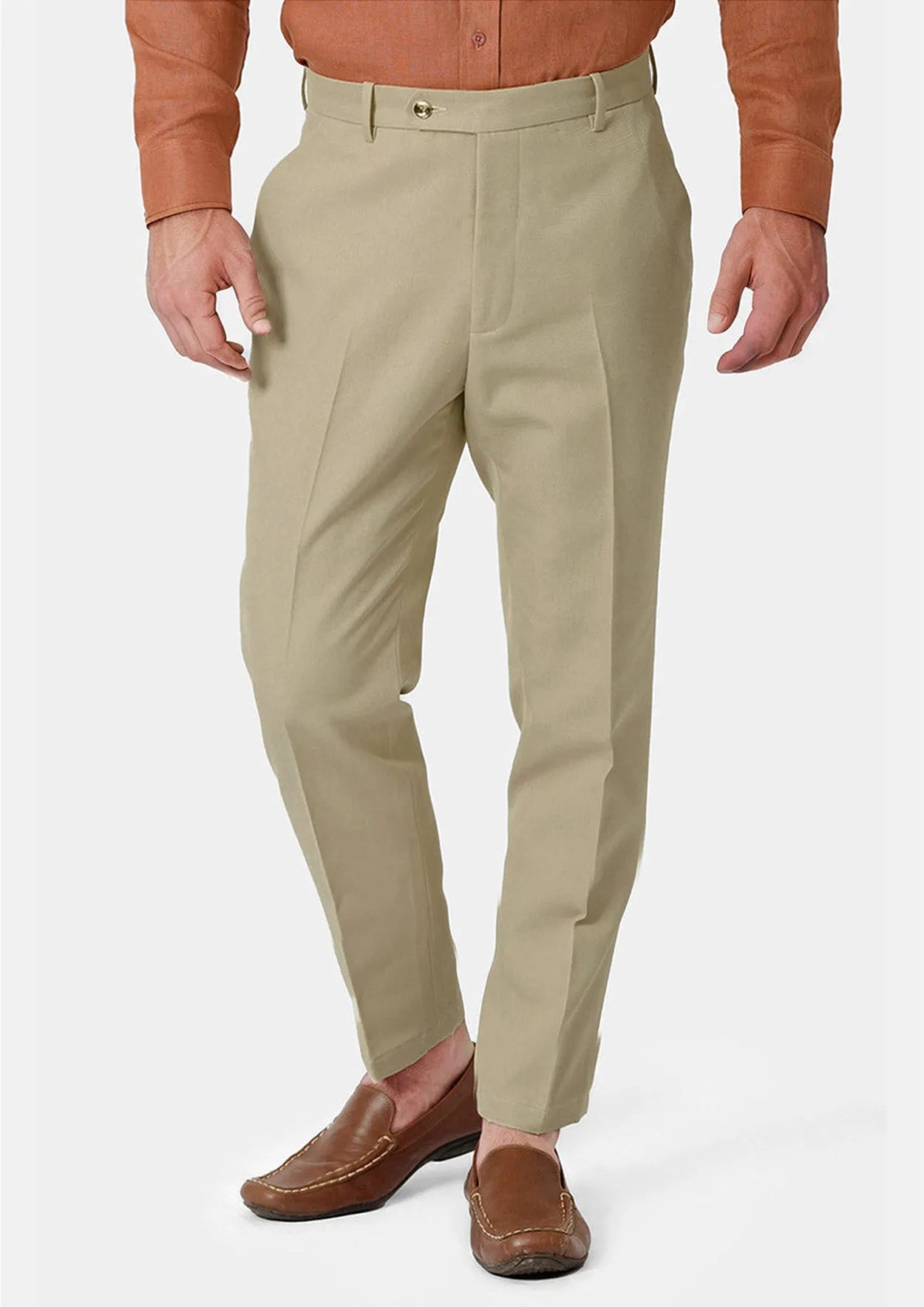 Dune Beige Cotton Chino Pants