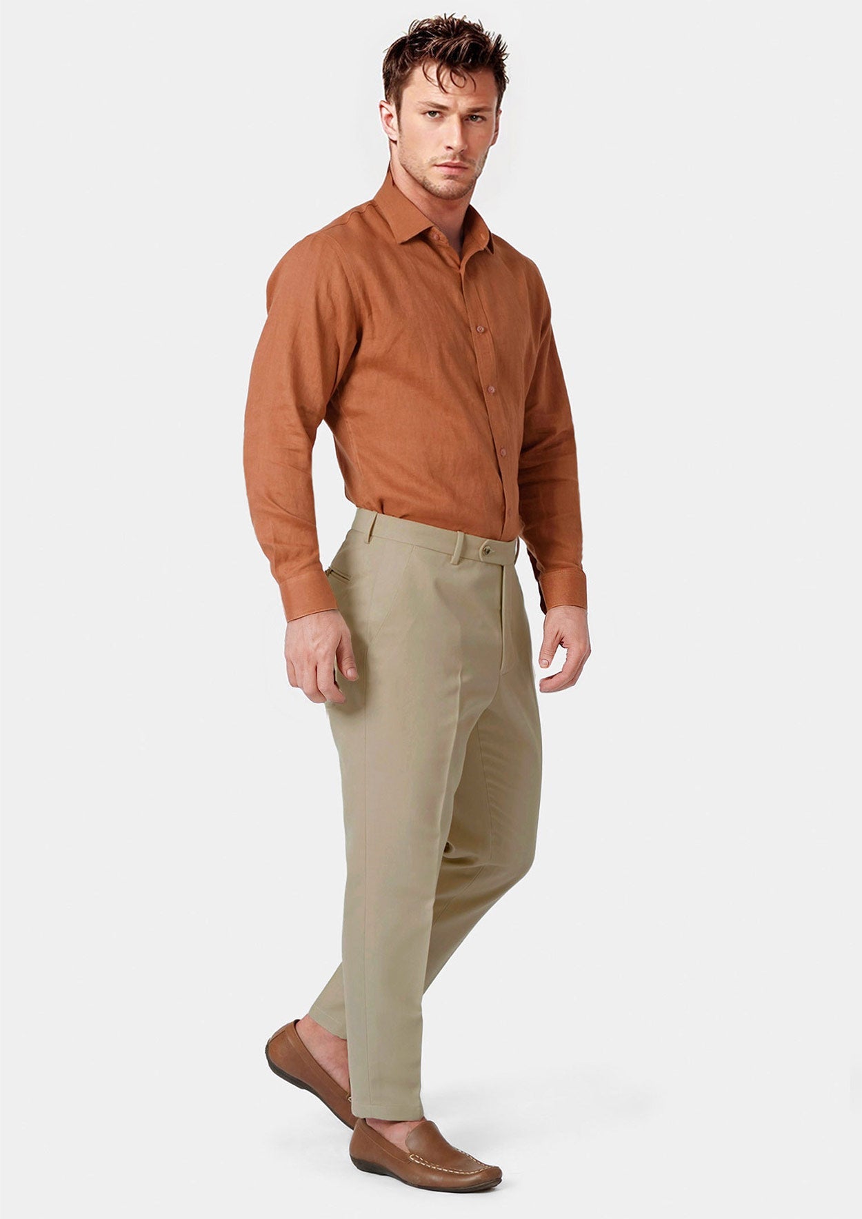 Dune Beige Cotton Chino Pants - SARTORO