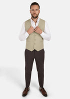 Dune Beige Cotton Vest - SARTORO901