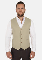 Dune Beige Cotton Vest - SARTORO781
