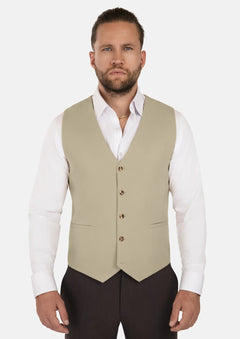 Dune Beige Cotton Vest - SARTORO