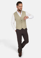 Dune Beige Cotton Vest - SARTORO397