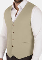 Dune Beige Cotton Vest - SARTORO787