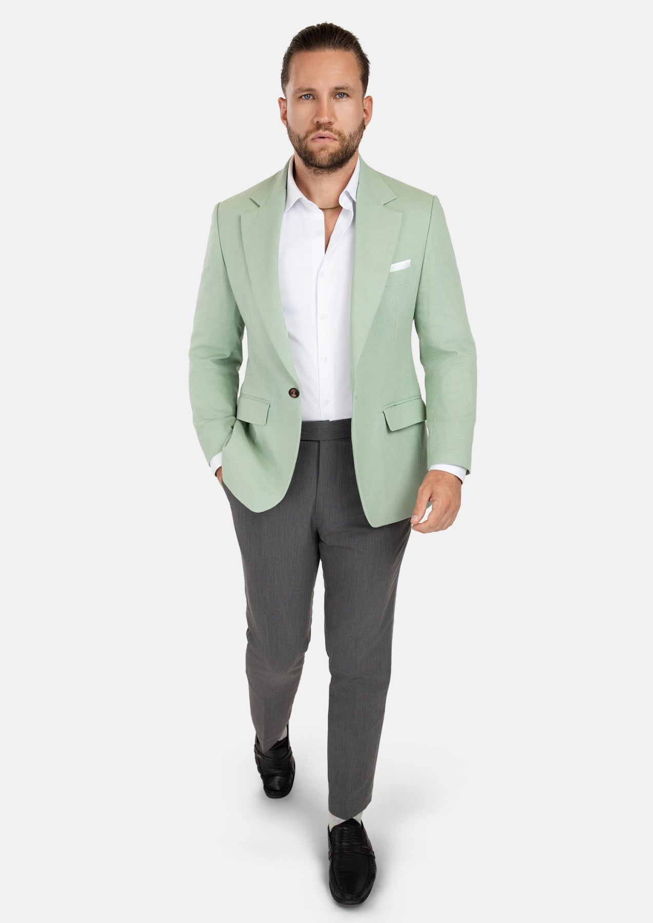 Eldridge Fern Green Linen Jacket - SARTORO