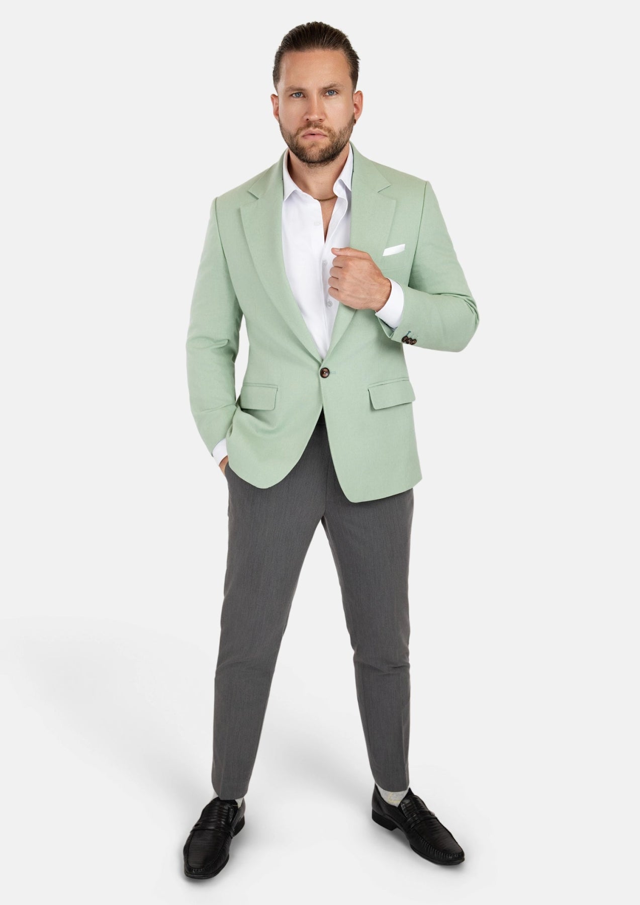 Eldridge Fern Green Linen Jacket - SARTORO