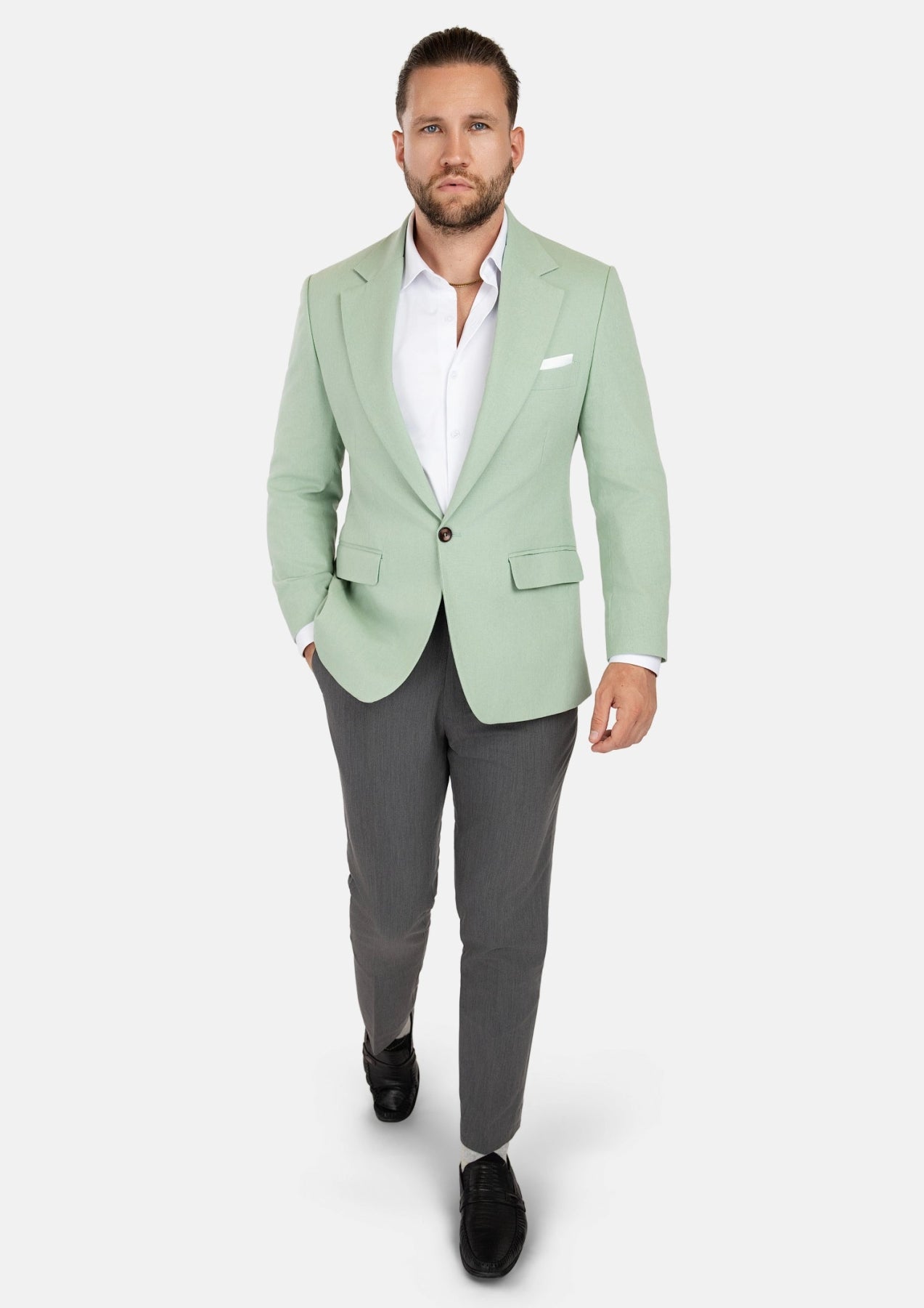 Eldridge Fern Green Linen Jacket - SARTORO