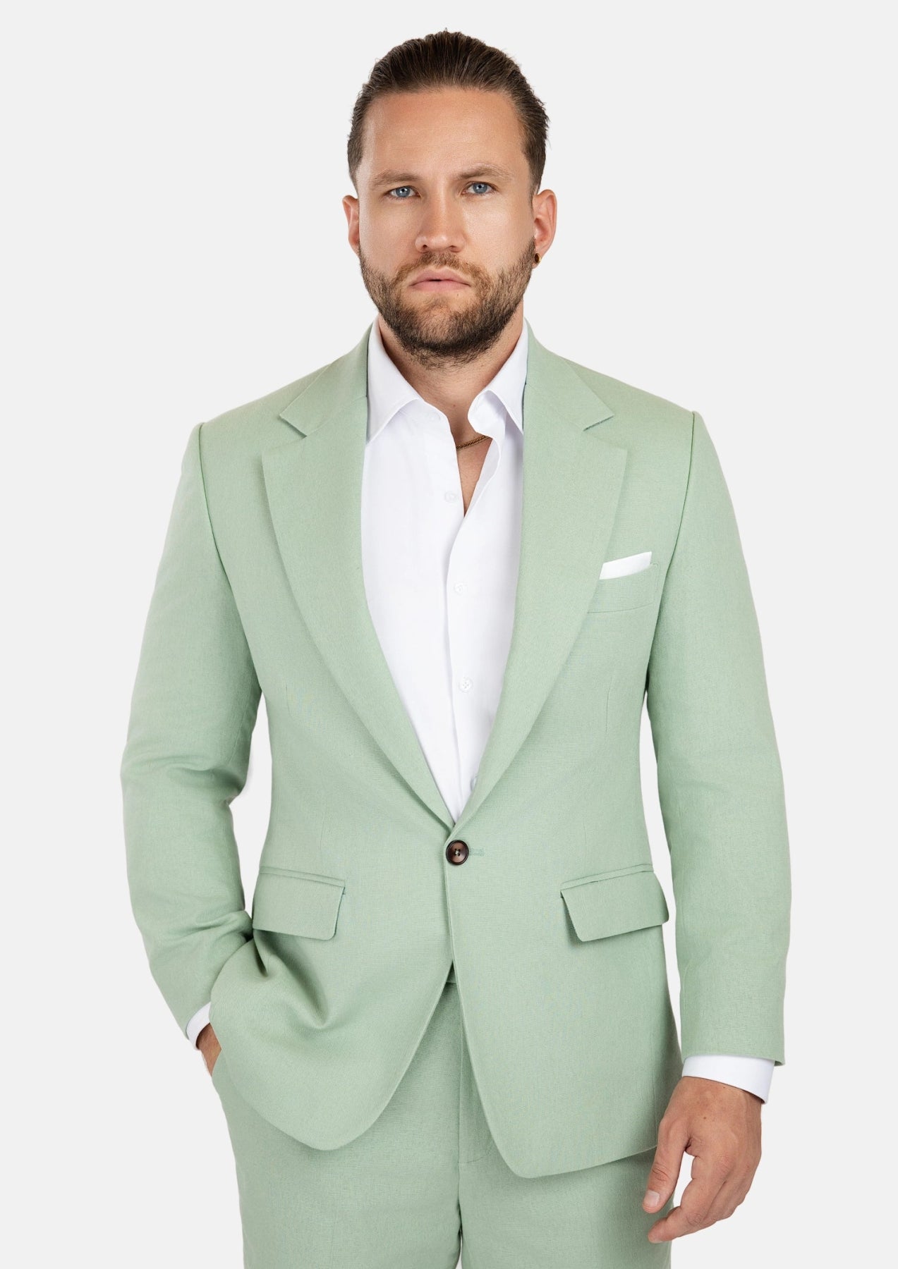 Eldridge Fern Green Linen Suit - SARTORO