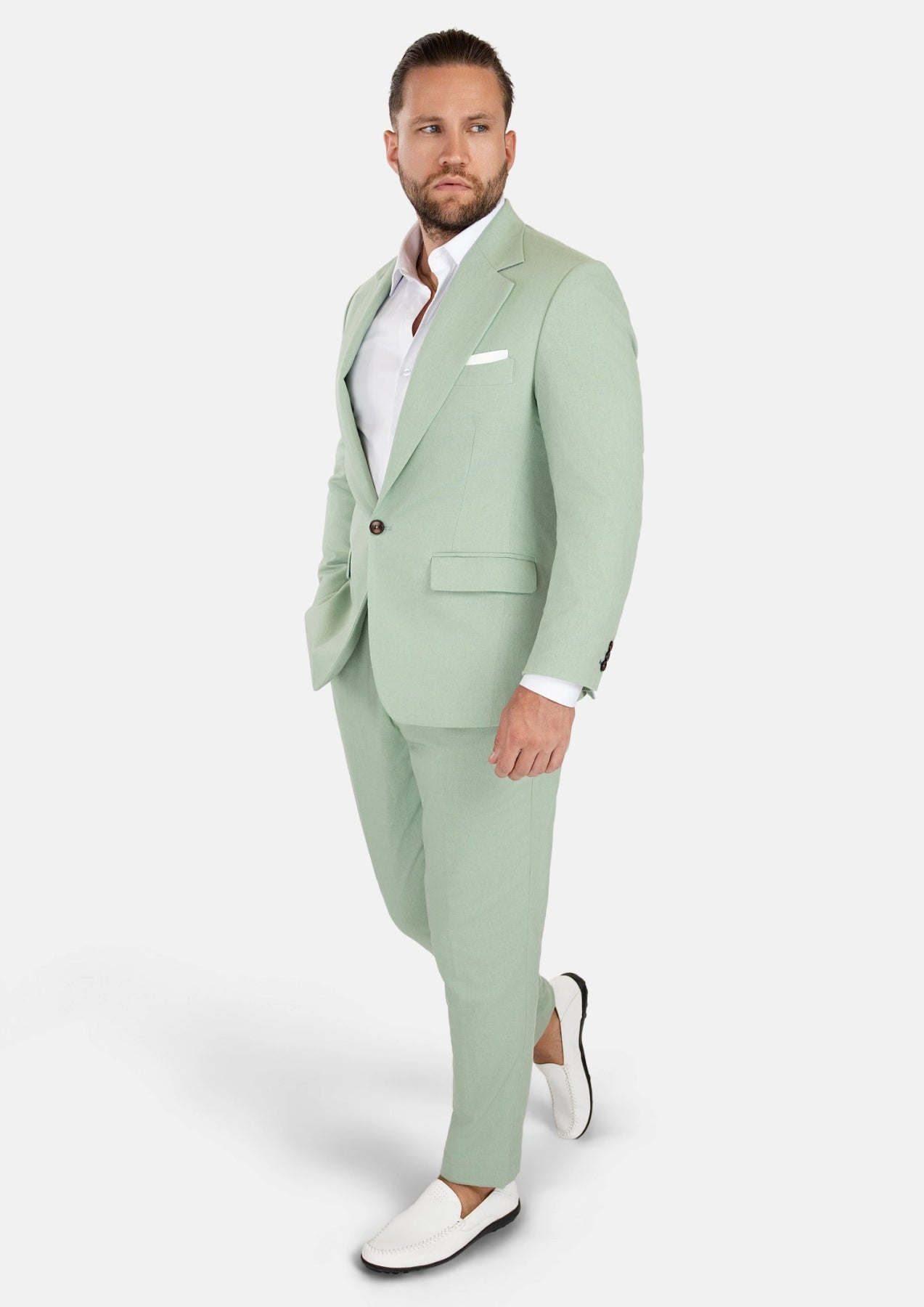 Eldridge Fern Green Linen Suit - SARTORO