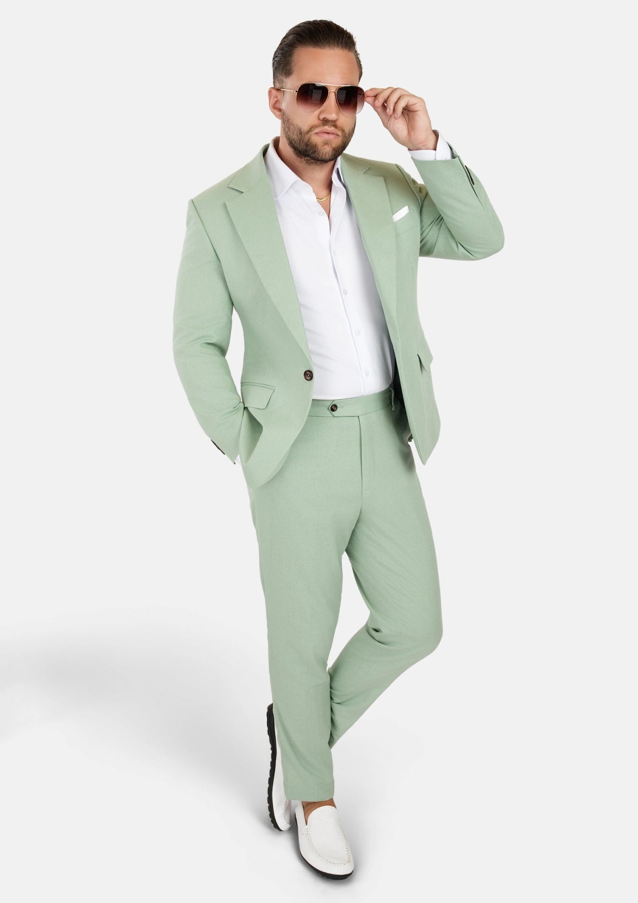 Eldridge Fern Green Linen Suit - SARTORO