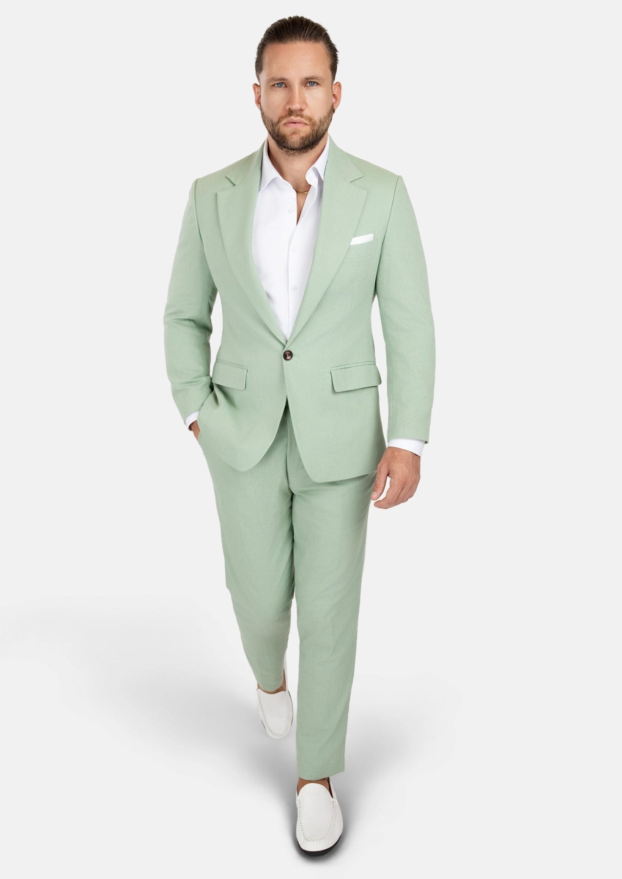 Eldridge Fern Green Linen Suit - SARTORO