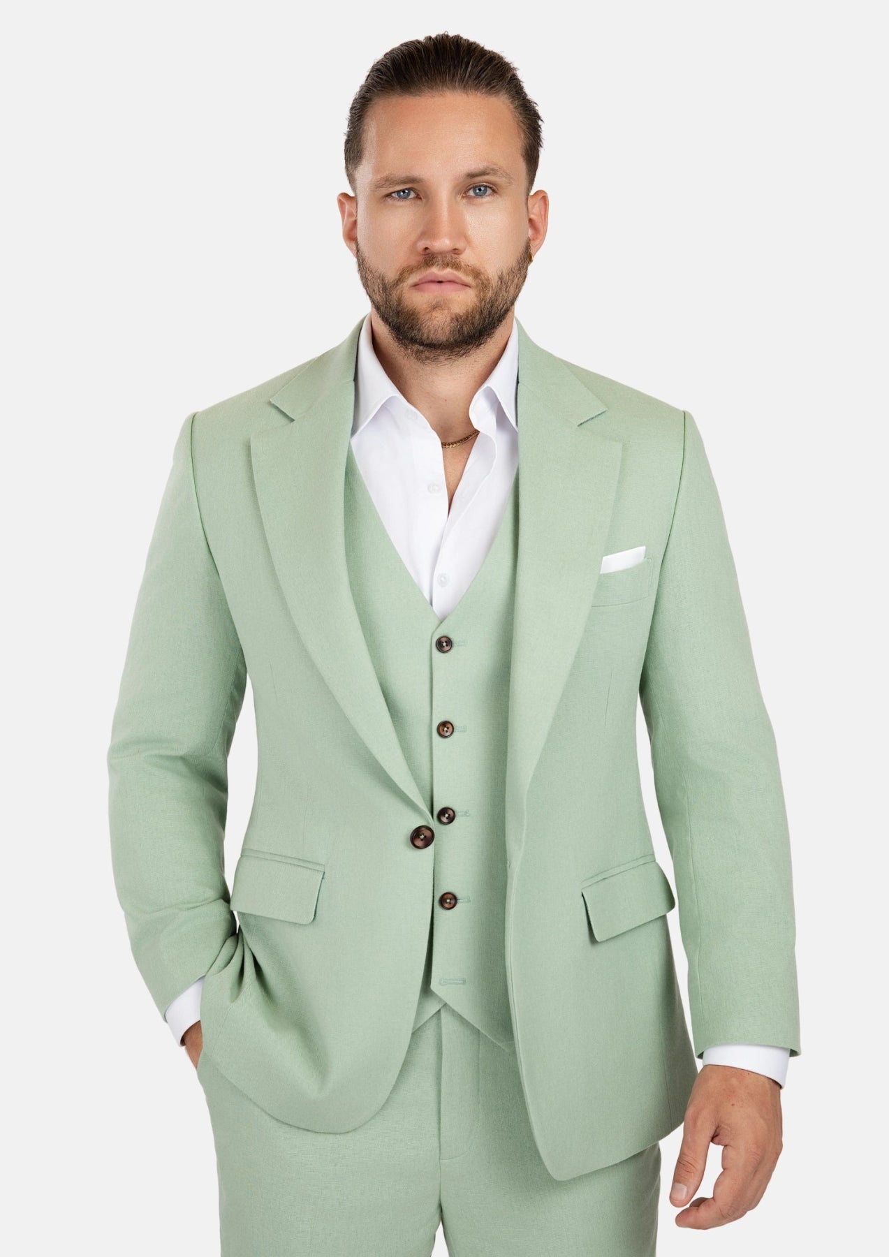 Eldridge Fern Green Linen Suit - SARTORO