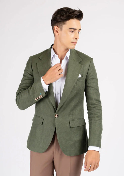 Eldridge Juniper Green Linen Jacket - SARTORO