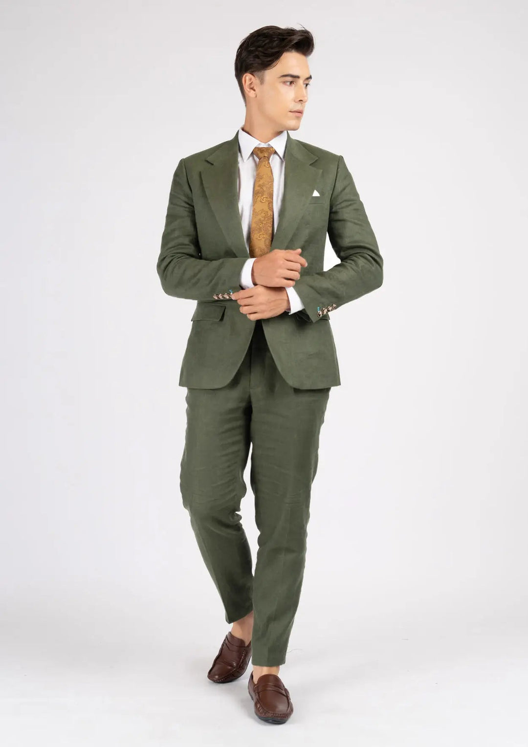 Eldridge Juniper Green Linen Suit - SARTORO