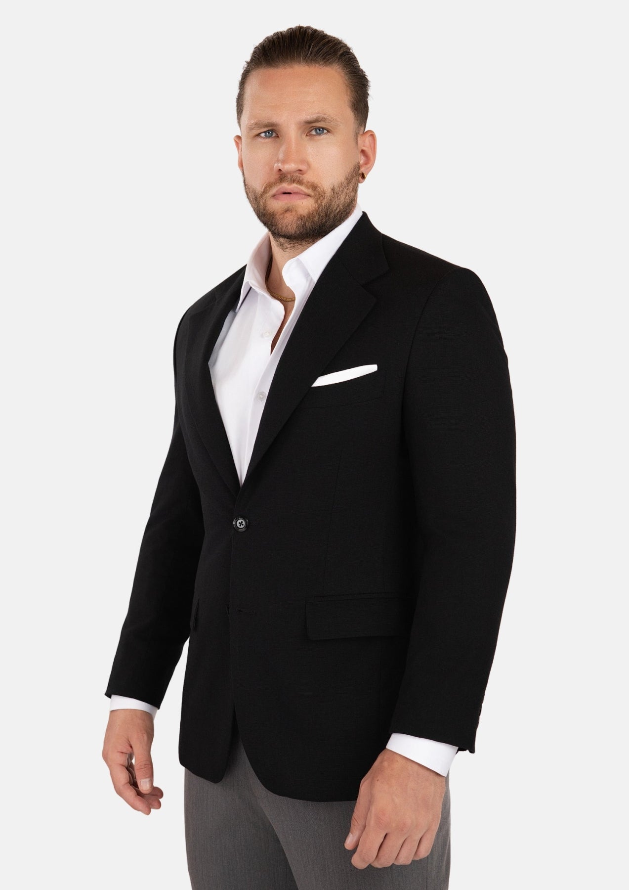 Ellis Black Linen Blend Jacket - SARTORO