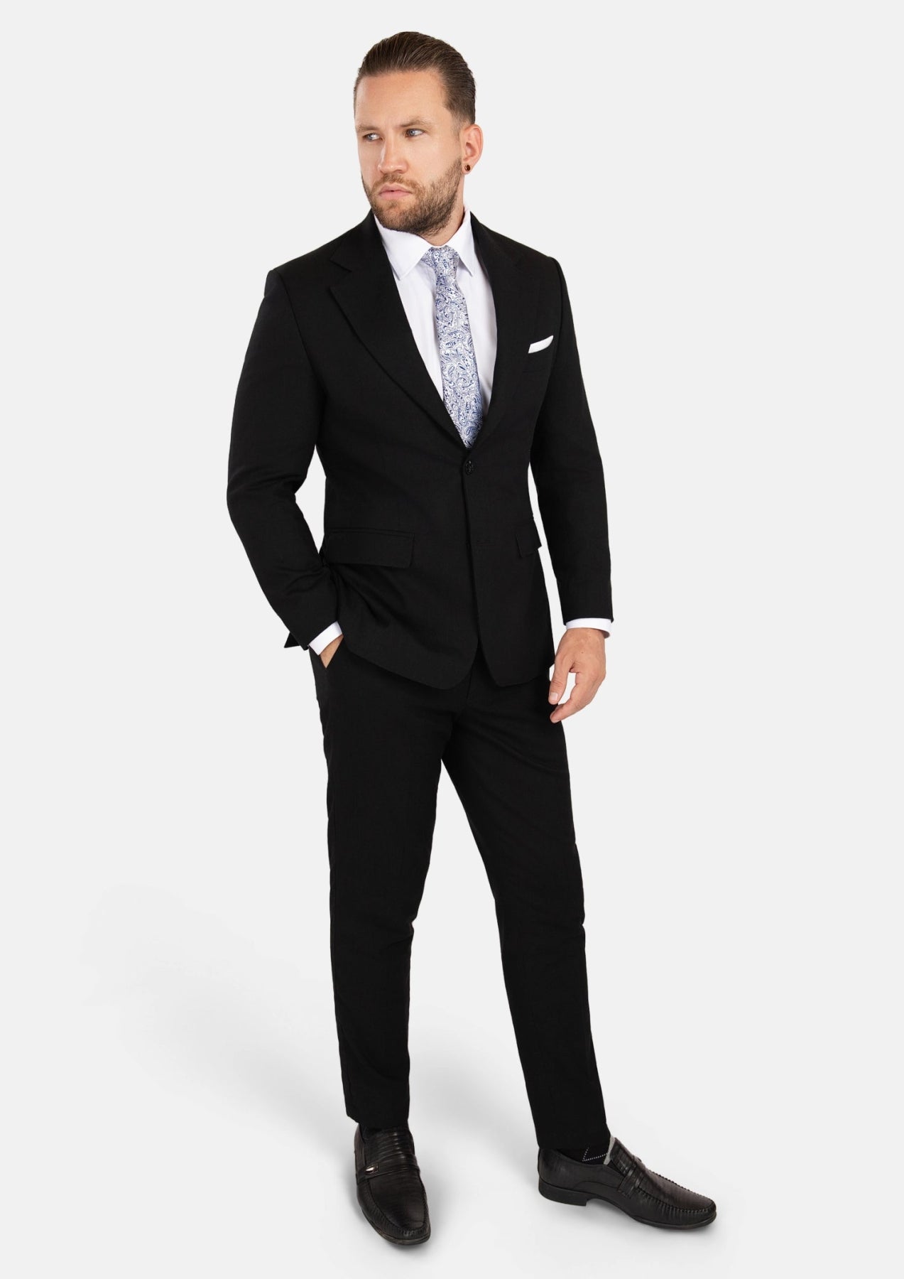 Ellis Black Linen Blend Suit - SARTORO