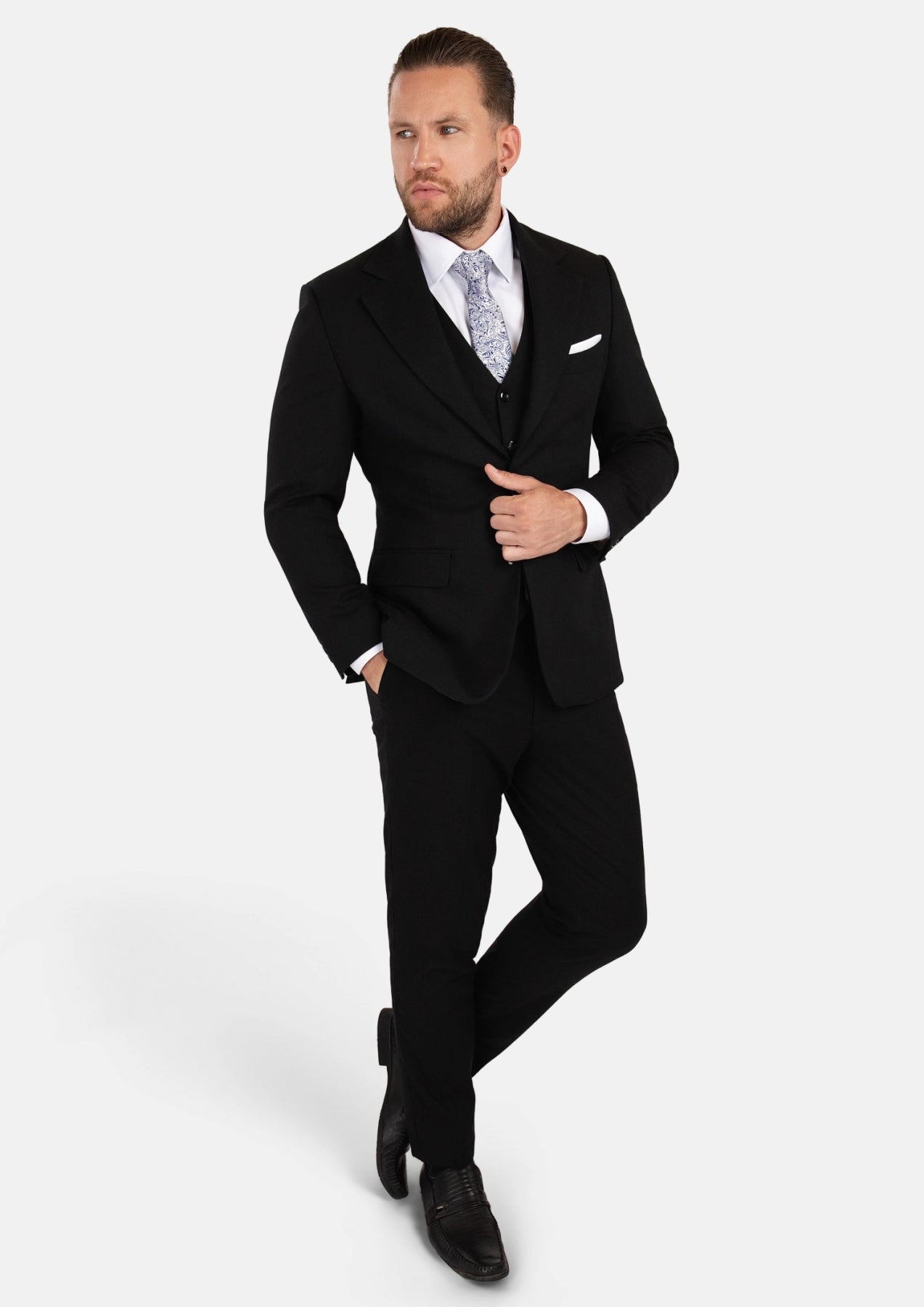 Ellis Black Linen Blend Suit - SARTORO