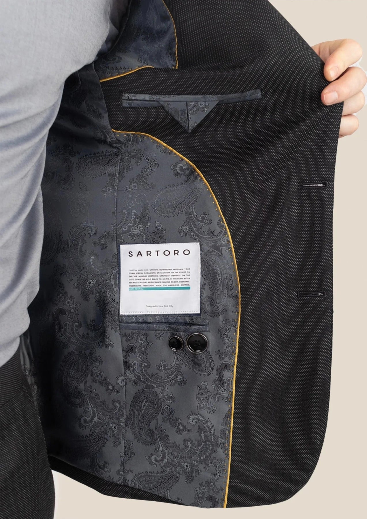 Ellis Black Pindot Jacket - SARTORO