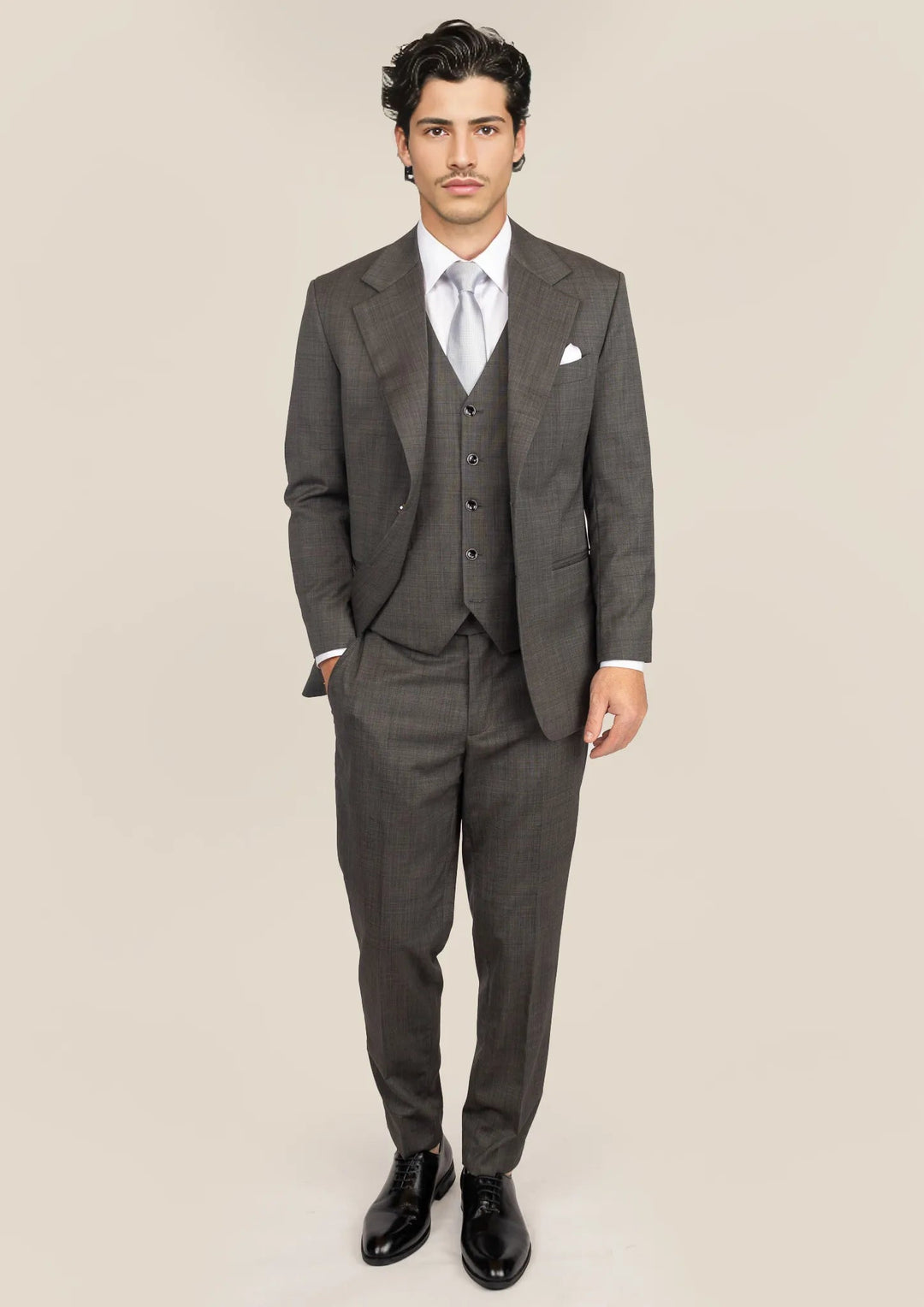 Ellis Carbon Grey Pindot Suit - SARTORO