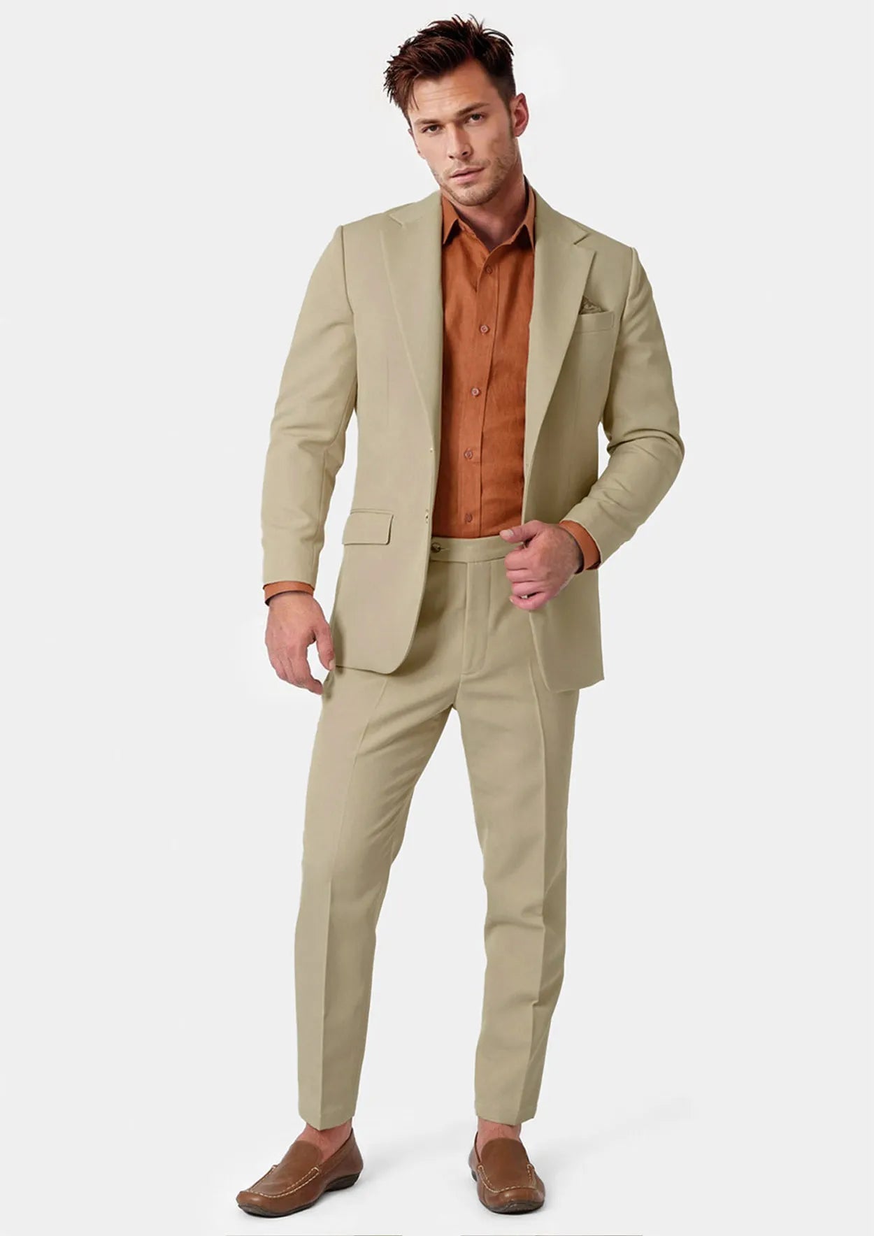 Ellis Dune Beige Cotton Suit - SARTORO