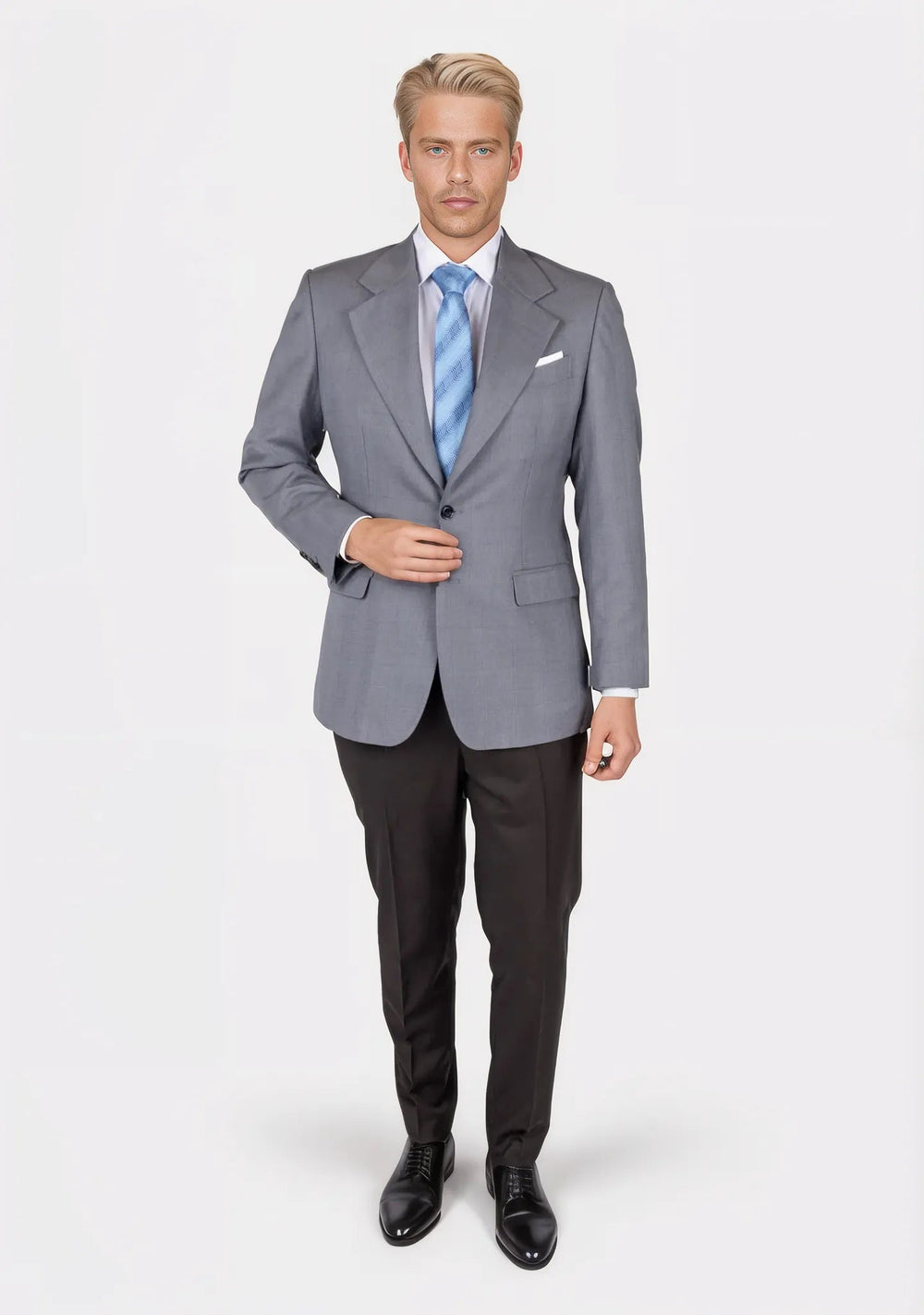 Ellis Light Grey Prince of Wales Jacket - SARTORO