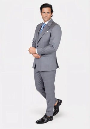 Ellis Light Grey Prince of Wales Suit - SARTORO