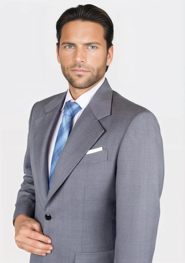Ellis Light Grey Prince of Wales Suit - SARTORO981