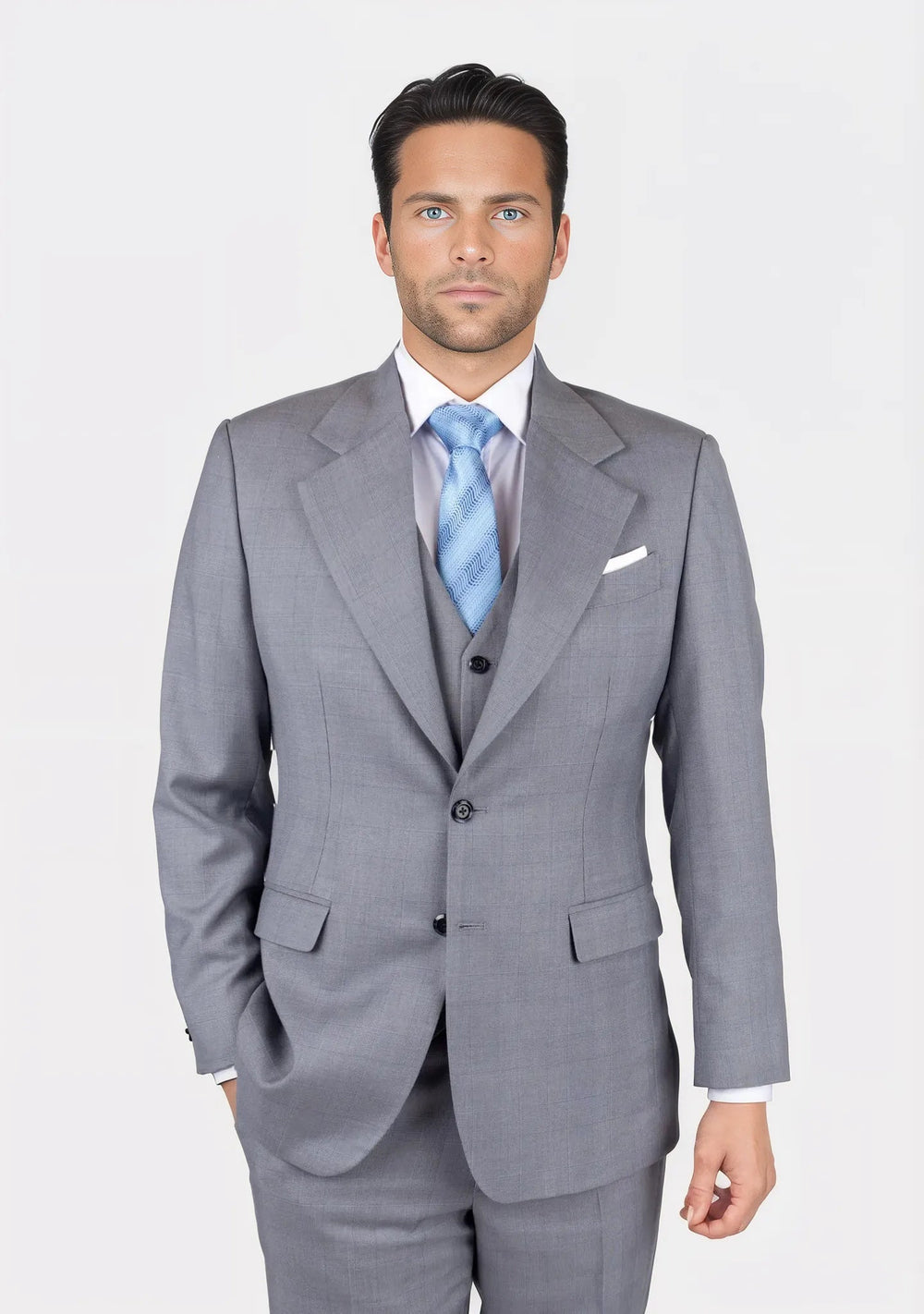Light Grey Prince of Wales Suit877