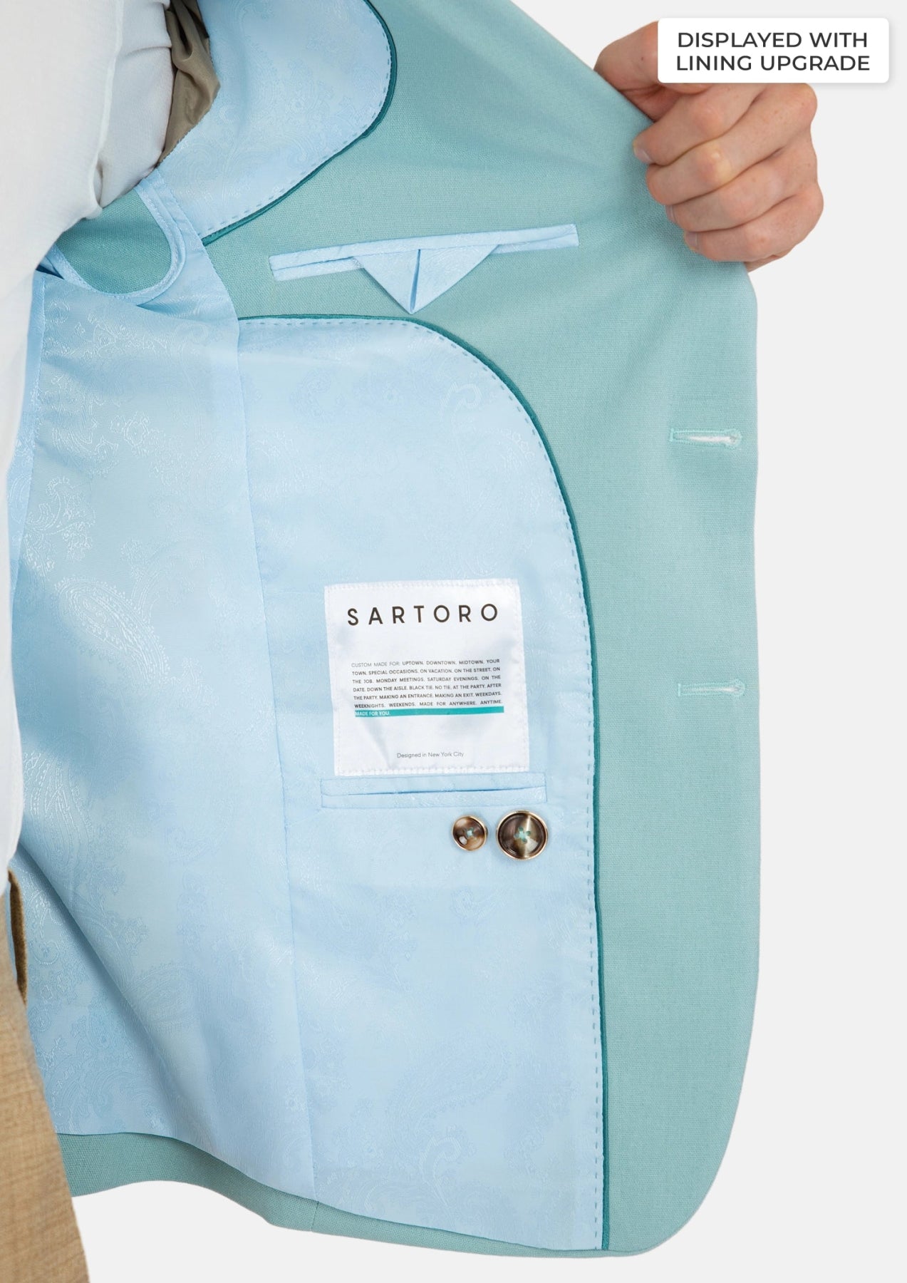 Ellis Light Teal Linen Blend Jacket - SARTORO