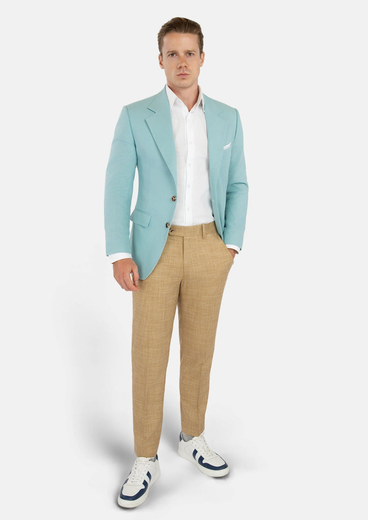 Ellis Light Teal Linen Blend Jacket - SARTORO722