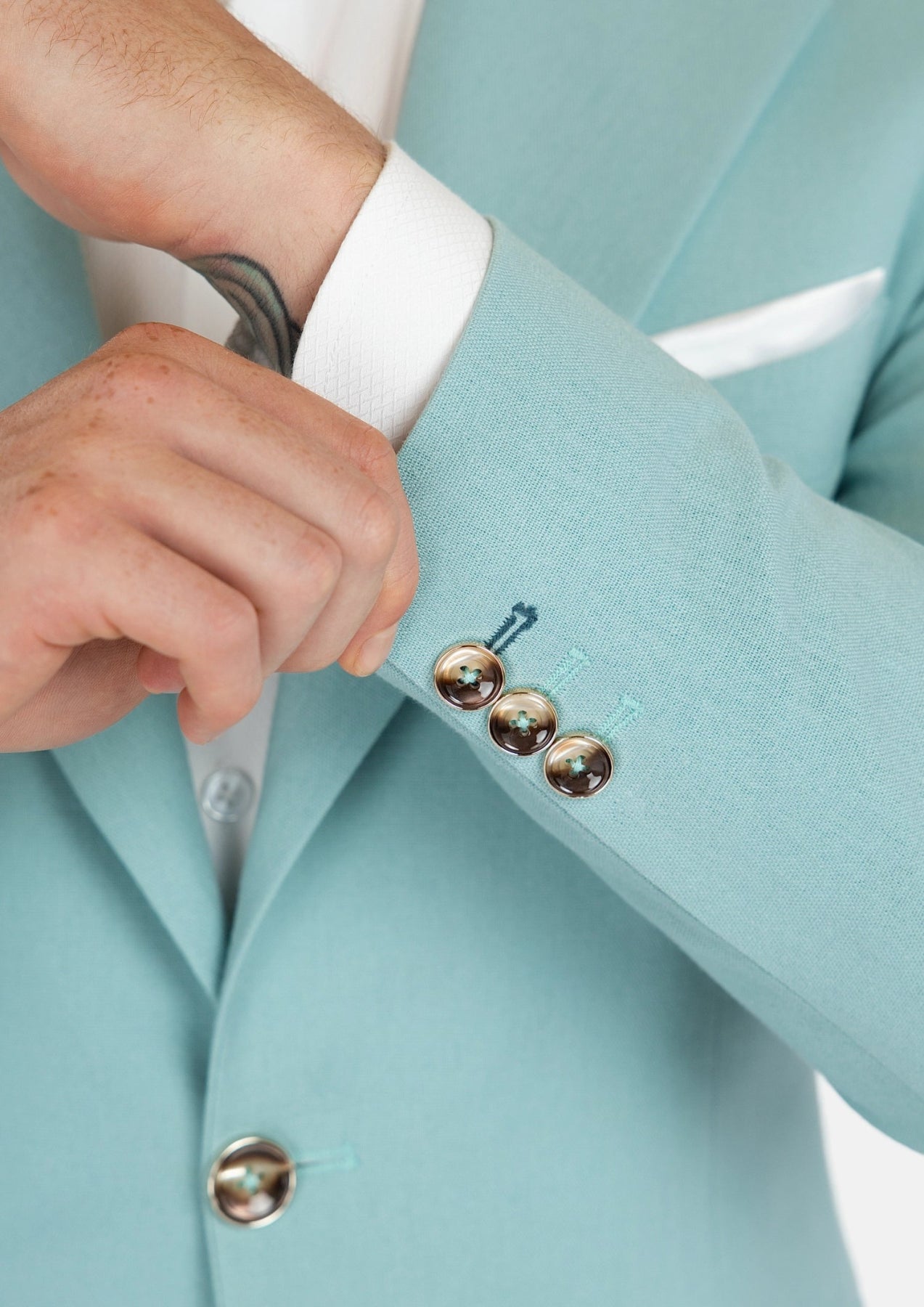 Ellis Light Teal Linen Blend Jacket - SARTORO