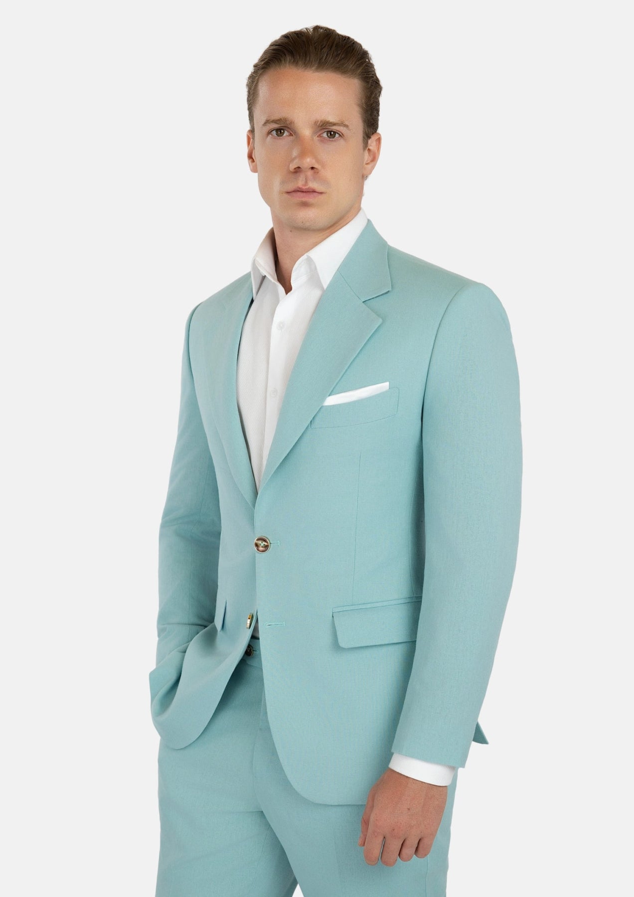 Ellis Light Teal Linen Blend Suit