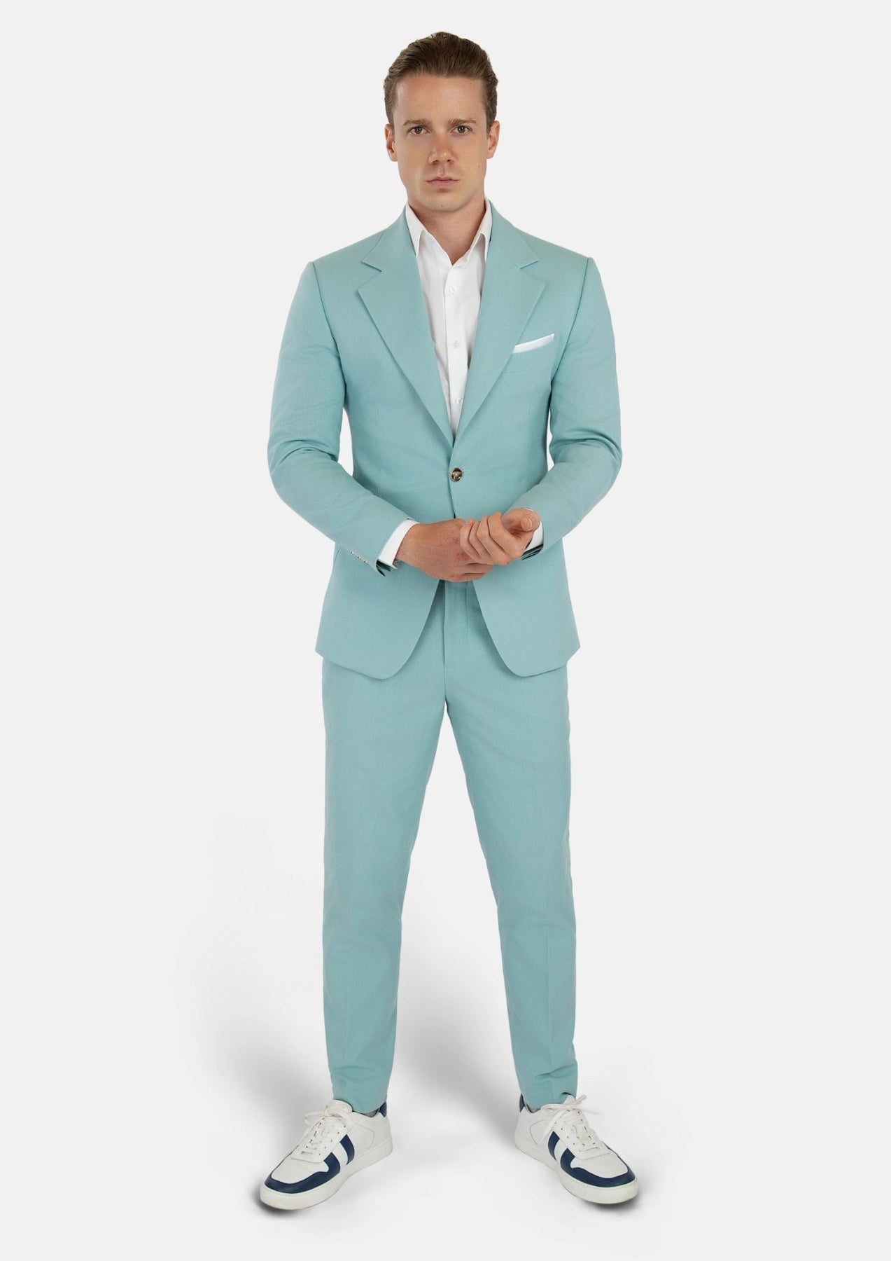 Ellis Light Teal Linen Blend Suit