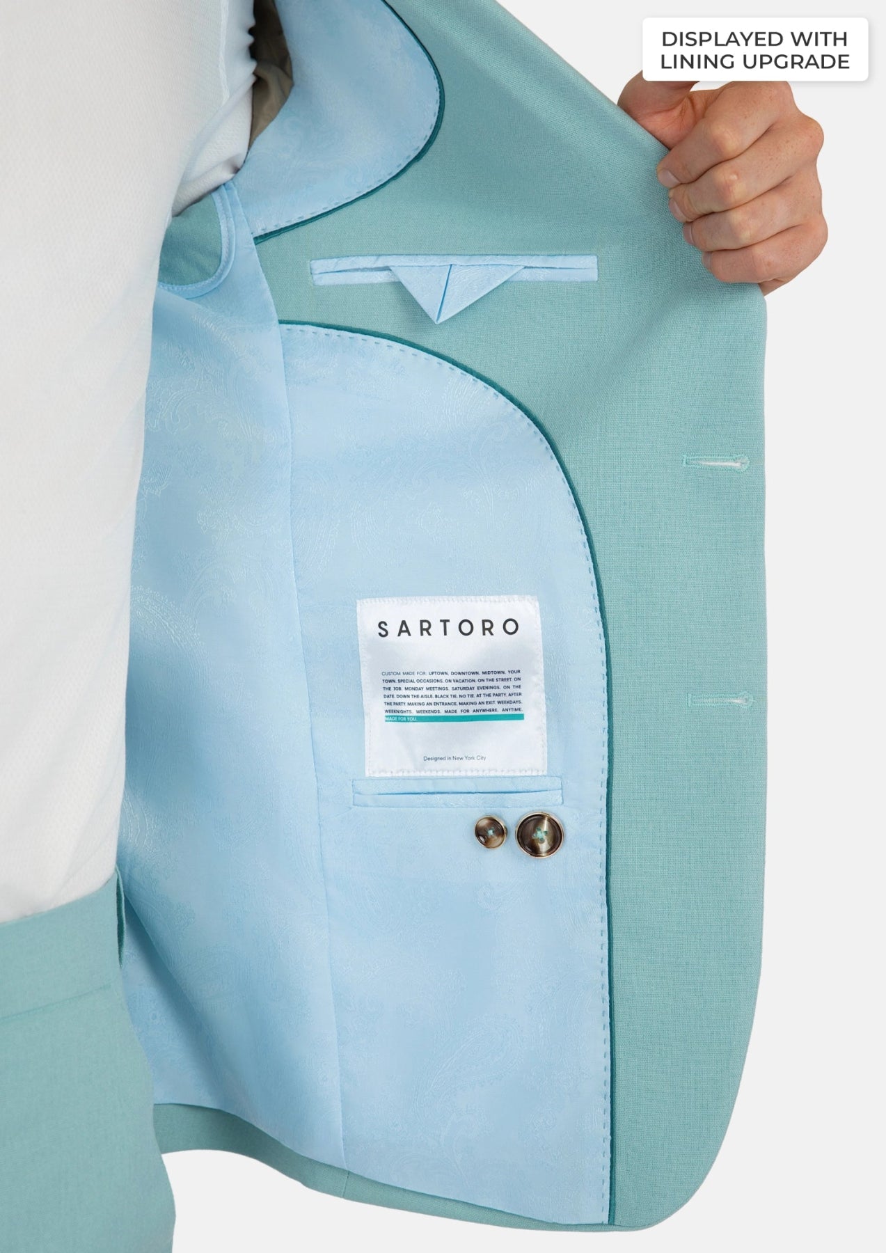 Ellis Light Teal Linen Blend Suit - SARTORO