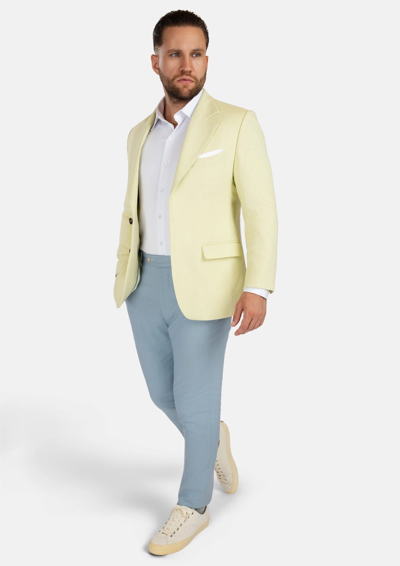 Ellis Olive Cream Linen Blend Jacket - SARTORO