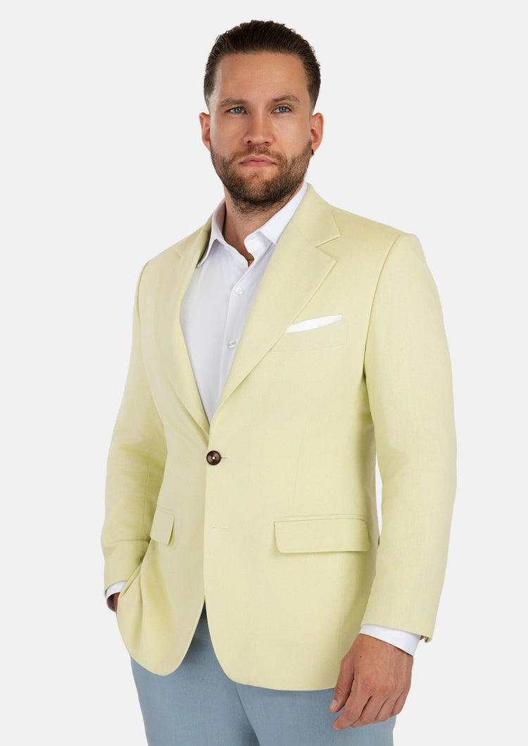 Ellis Olive Cream Linen Blend Jacket - SARTORO419