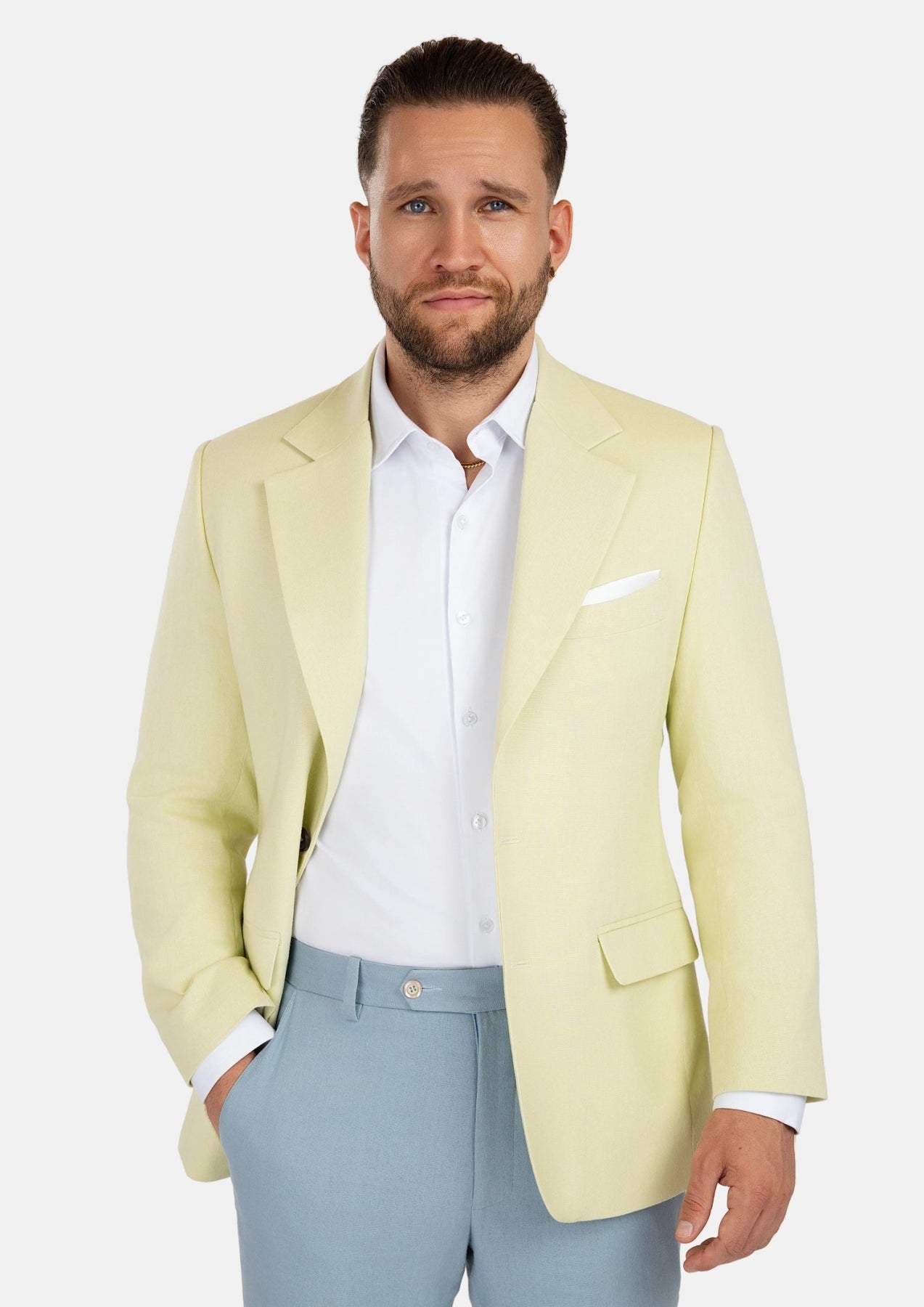 Ellis Olive Cream Linen Blend Jacket - SARTORO