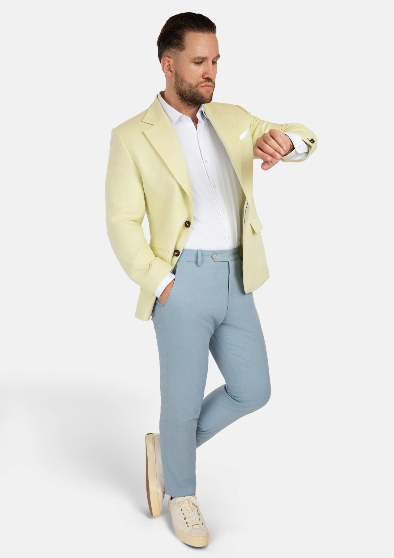 Ellis Olive Cream Linen Blend Jacket