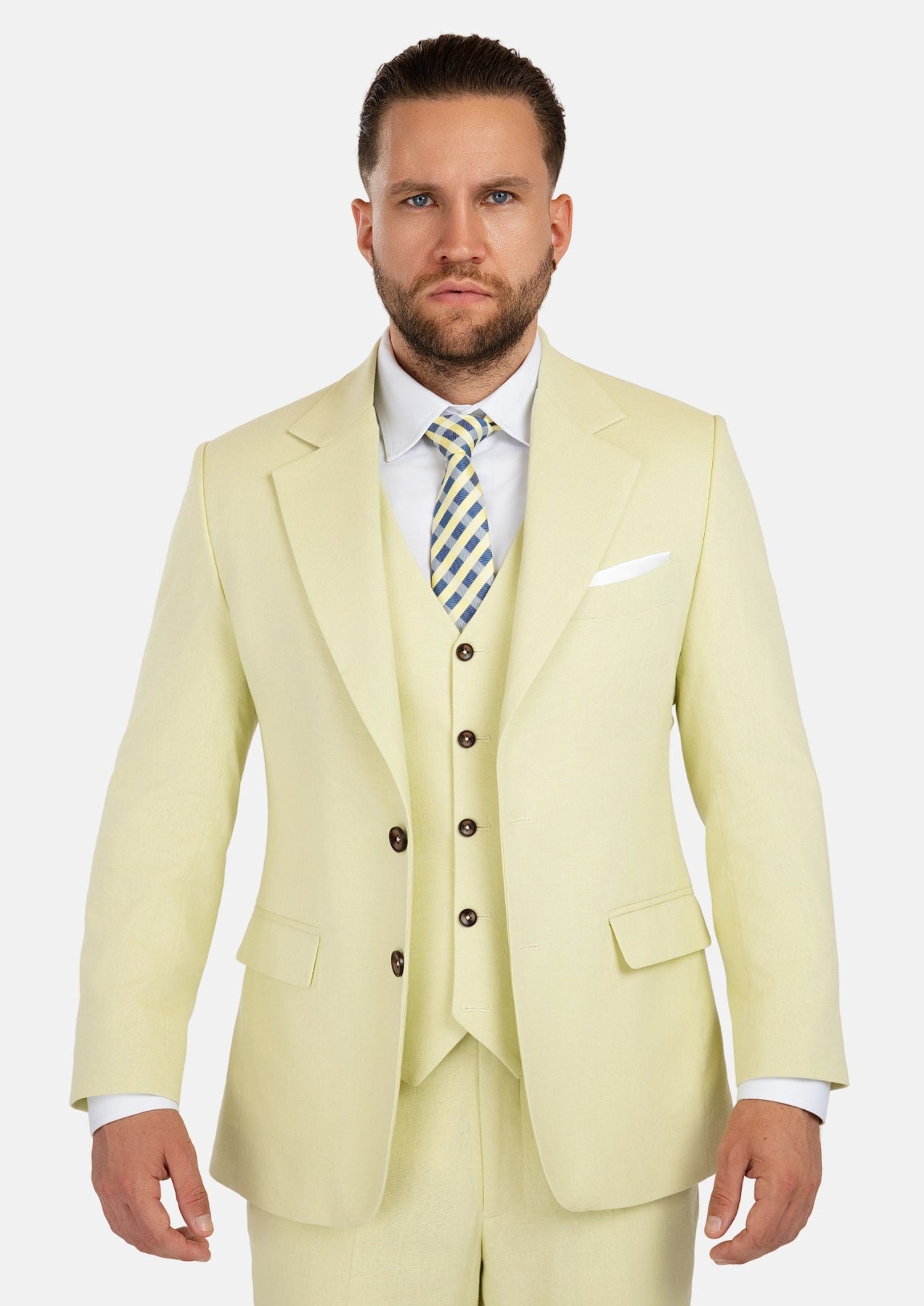 Ellis Olive Cream Linen Blend Suit - SARTORO