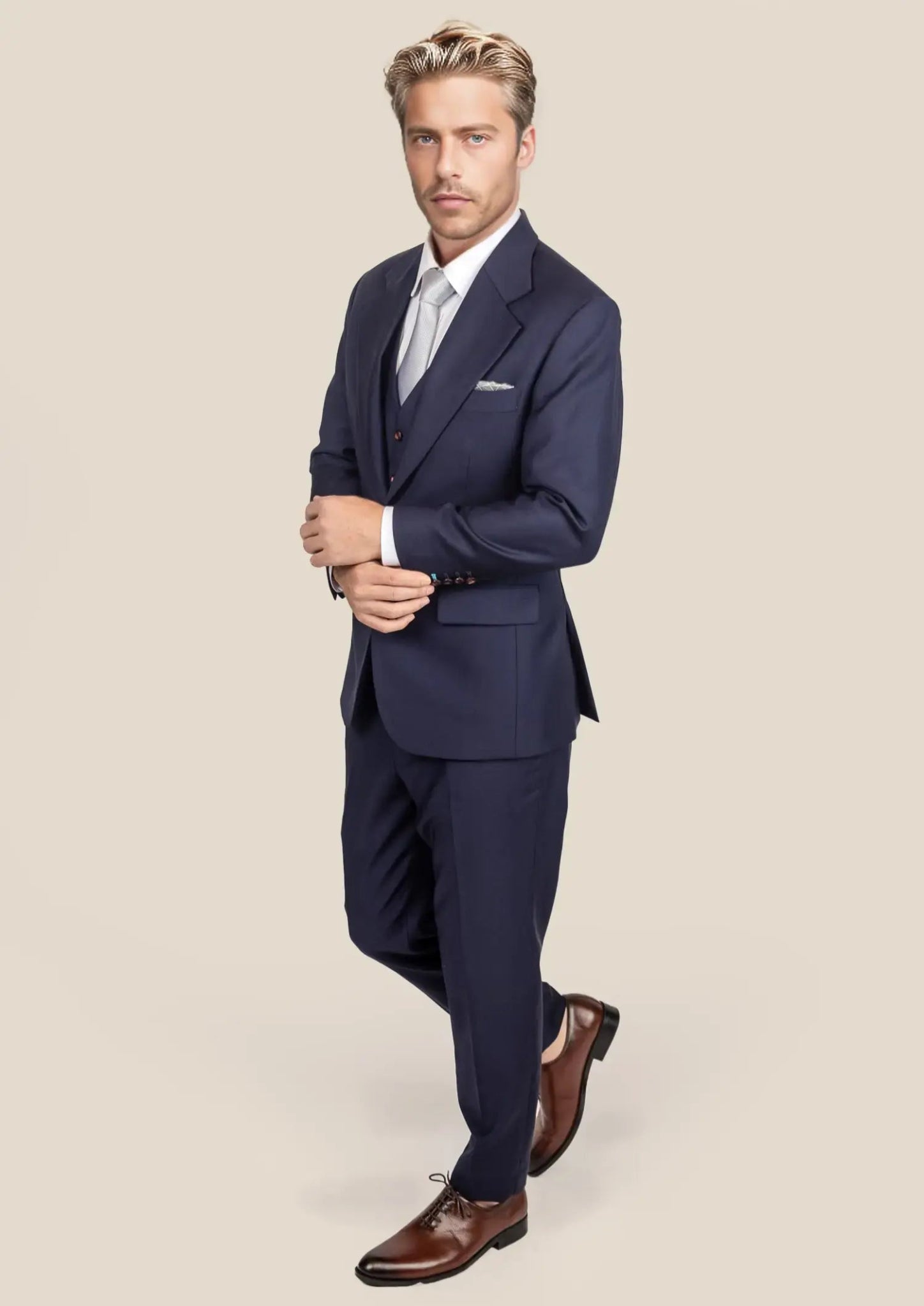 Ellis Stratos Blue Sharkskin Suit - SARTORO