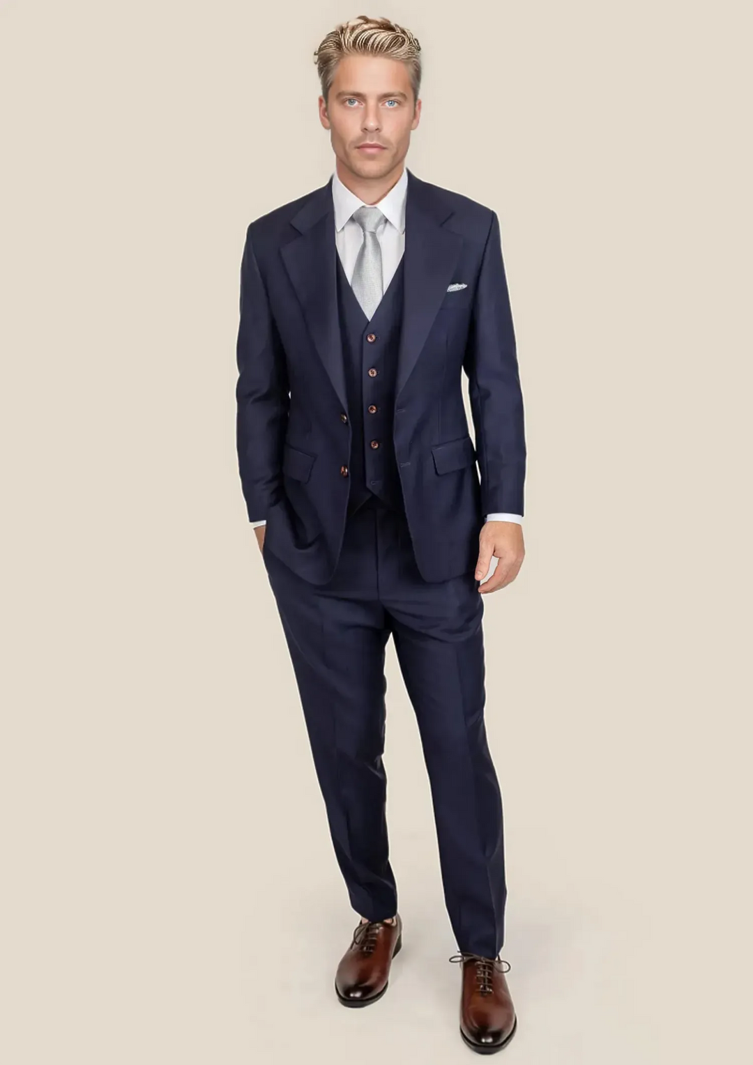 Ellis Stratos Blue Sharkskin Suit - SARTORO