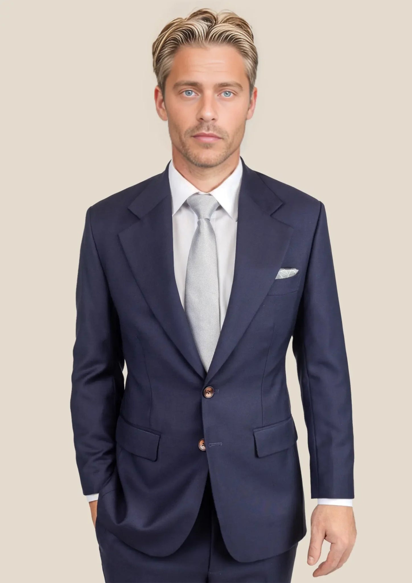 Ellis Stratos Blue Sharkskin Suit - SARTORO