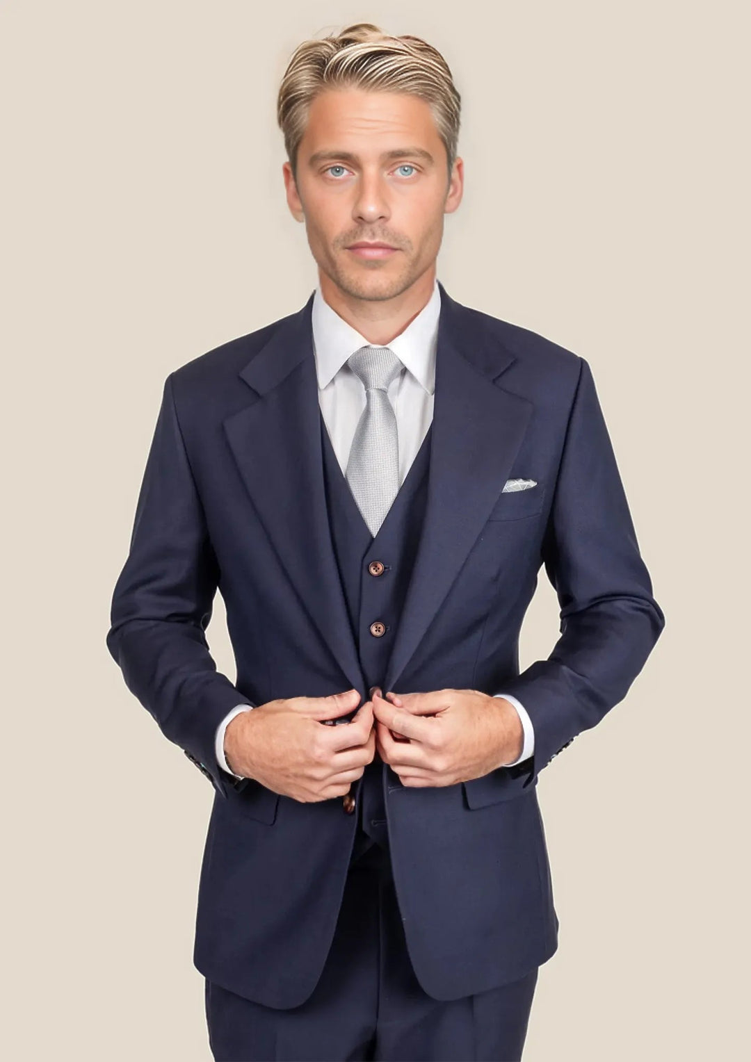 Ellis Stratos Blue Sharkskin Suit - SARTORO