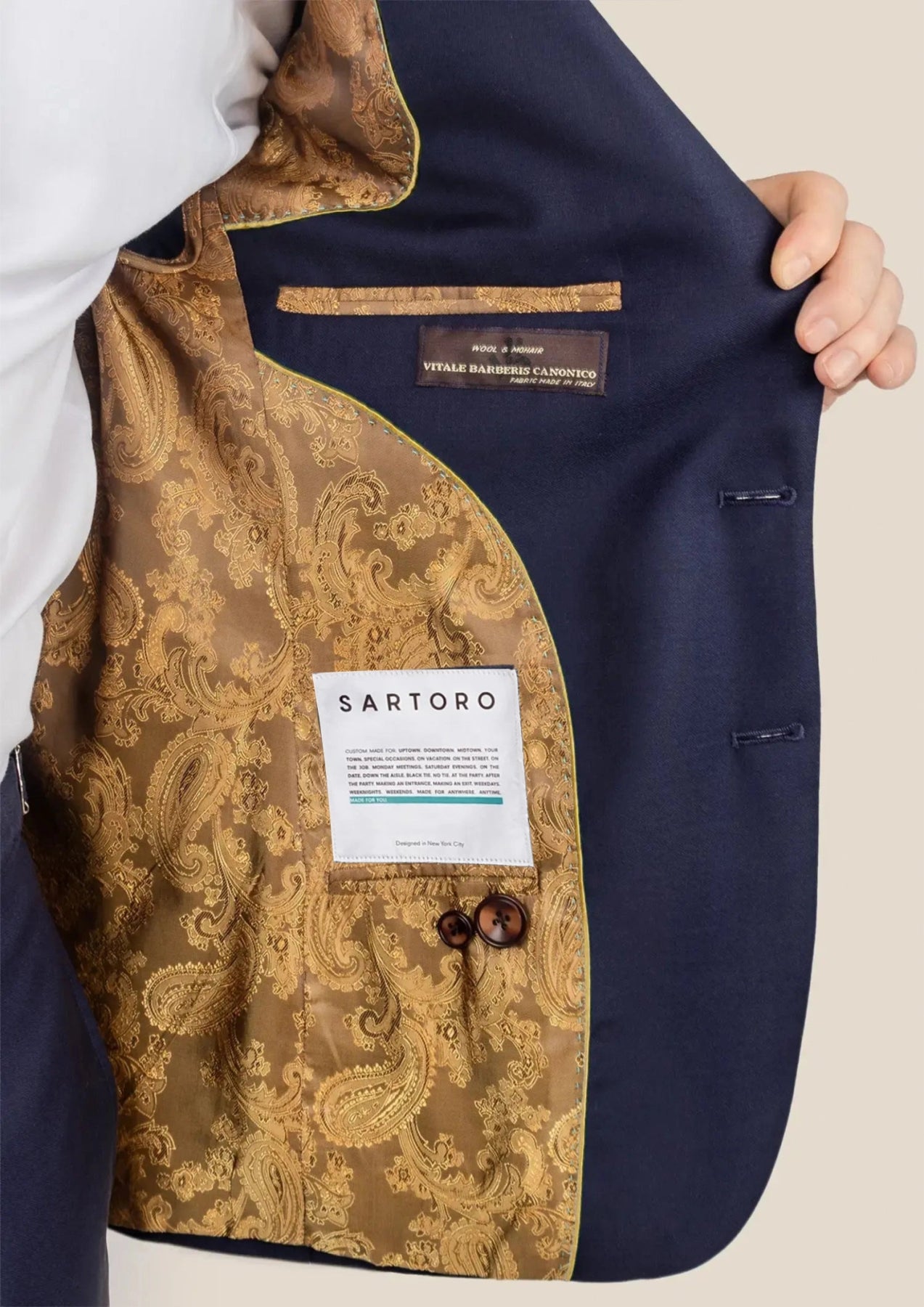 Ellis Stratos Blue Sharkskin Suit - SARTORO